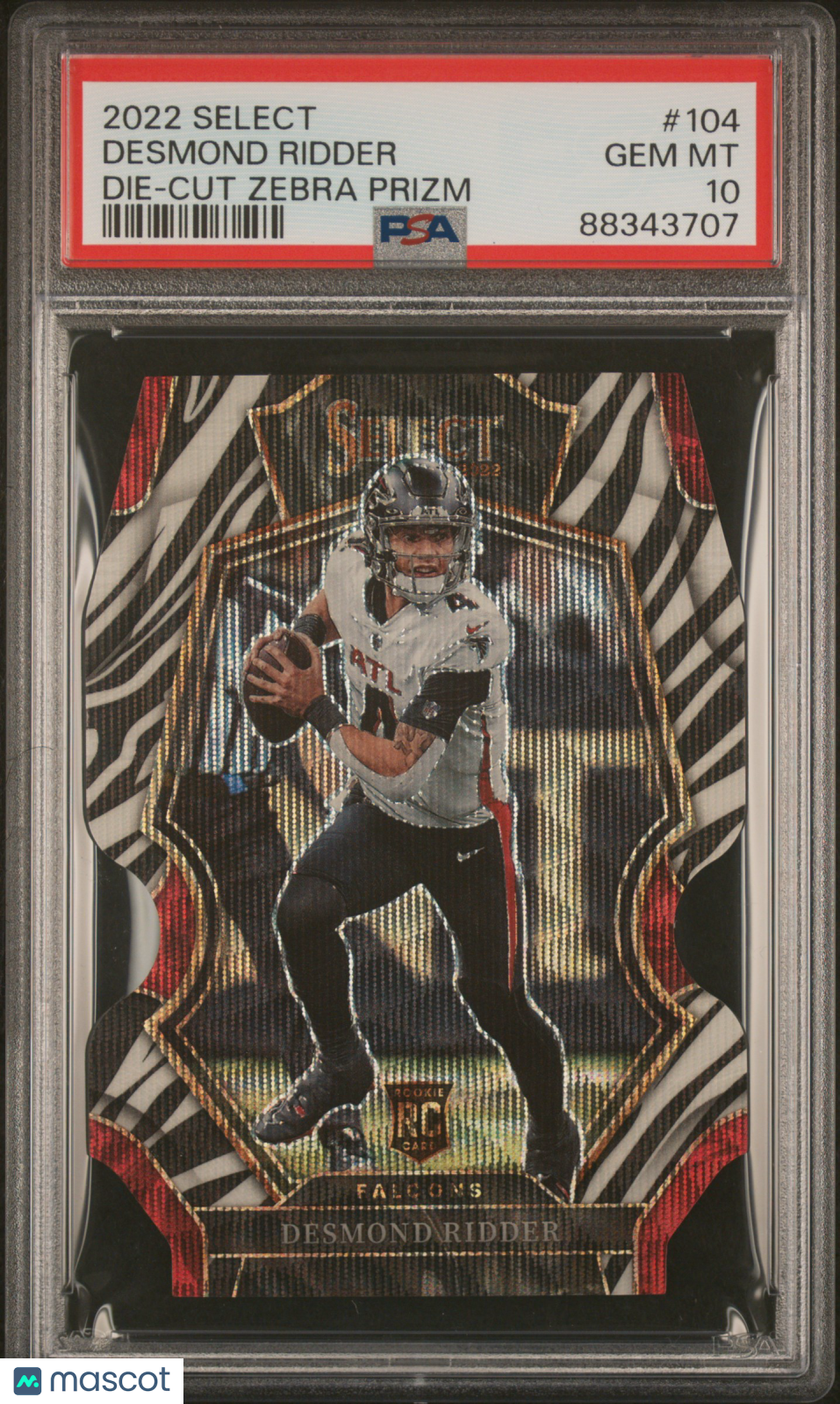 2022 Select Desmond Ridder Die Cut Zebra Prizm Rookie PSA 10 GEM MINT Falcons - Graded Sports Cards