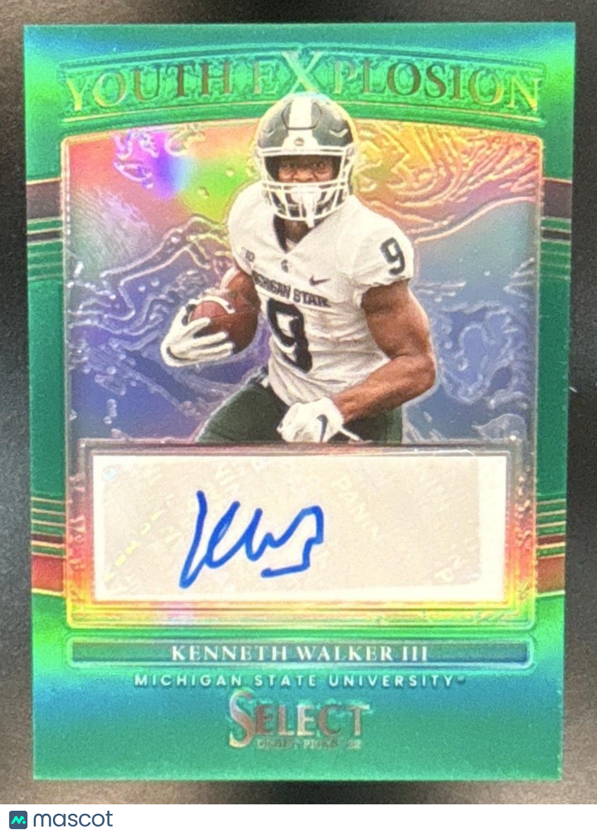 2022 Select Draft Picks Kenneth Walker III Youth Explosion Auto Green /5 RC Auto - Sports Cards