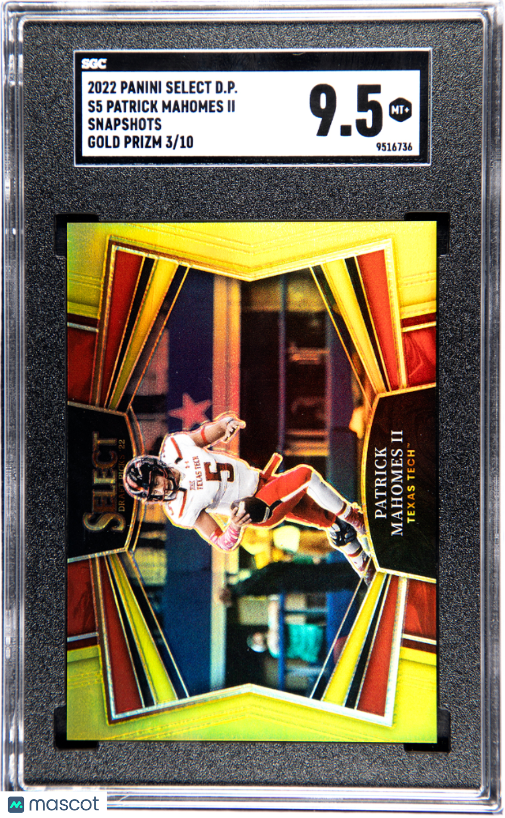 2022 Select Draft Picks Patrick Mahomes II Snapshots Gold Prizm 03/10 SGC 9.5 - Graded Sports Cards