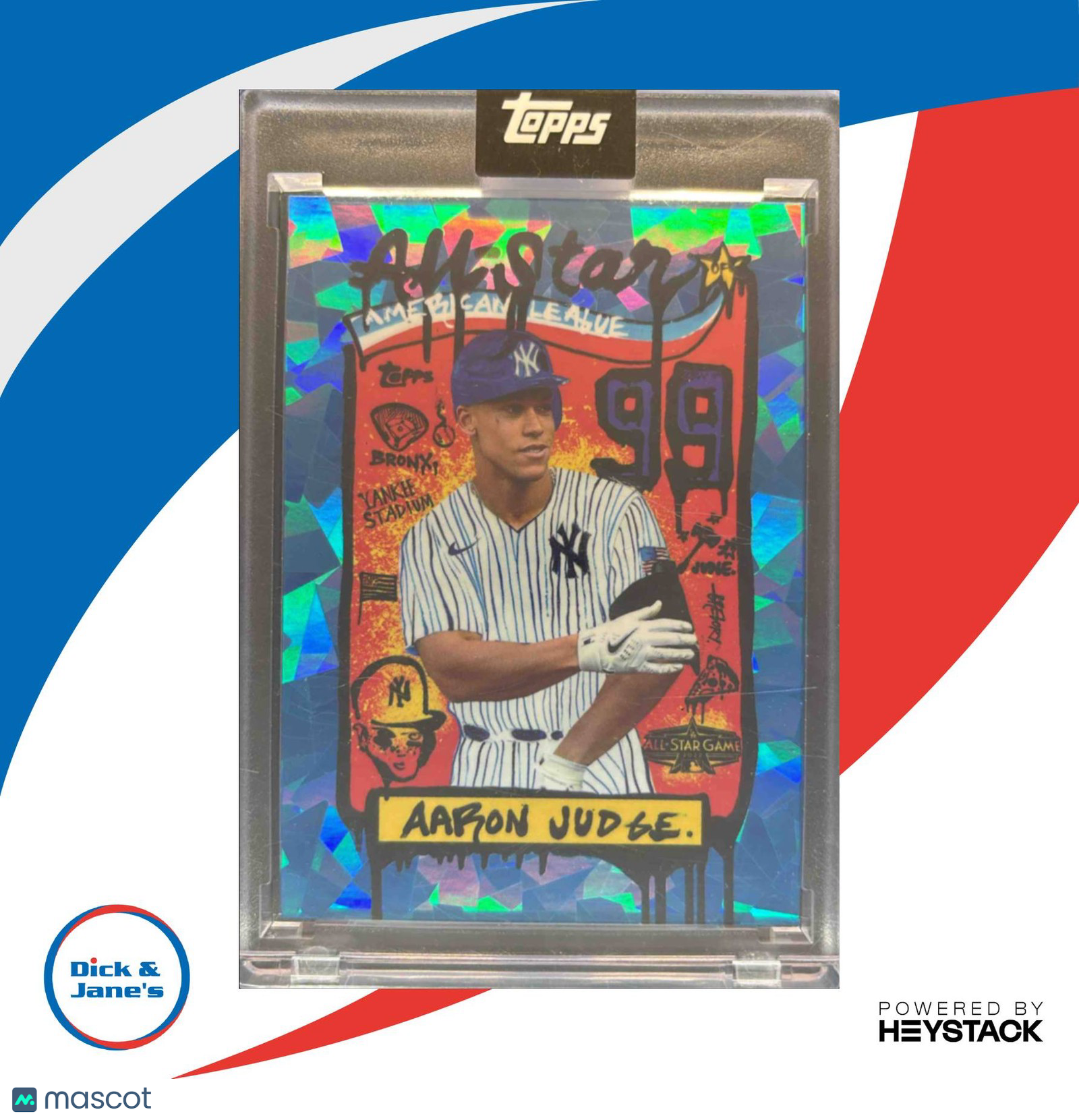 2022 Topps All-Star Art Collection Aaron Judge Blue Cracked Ice #3 /99 Yankees - Sports Cards