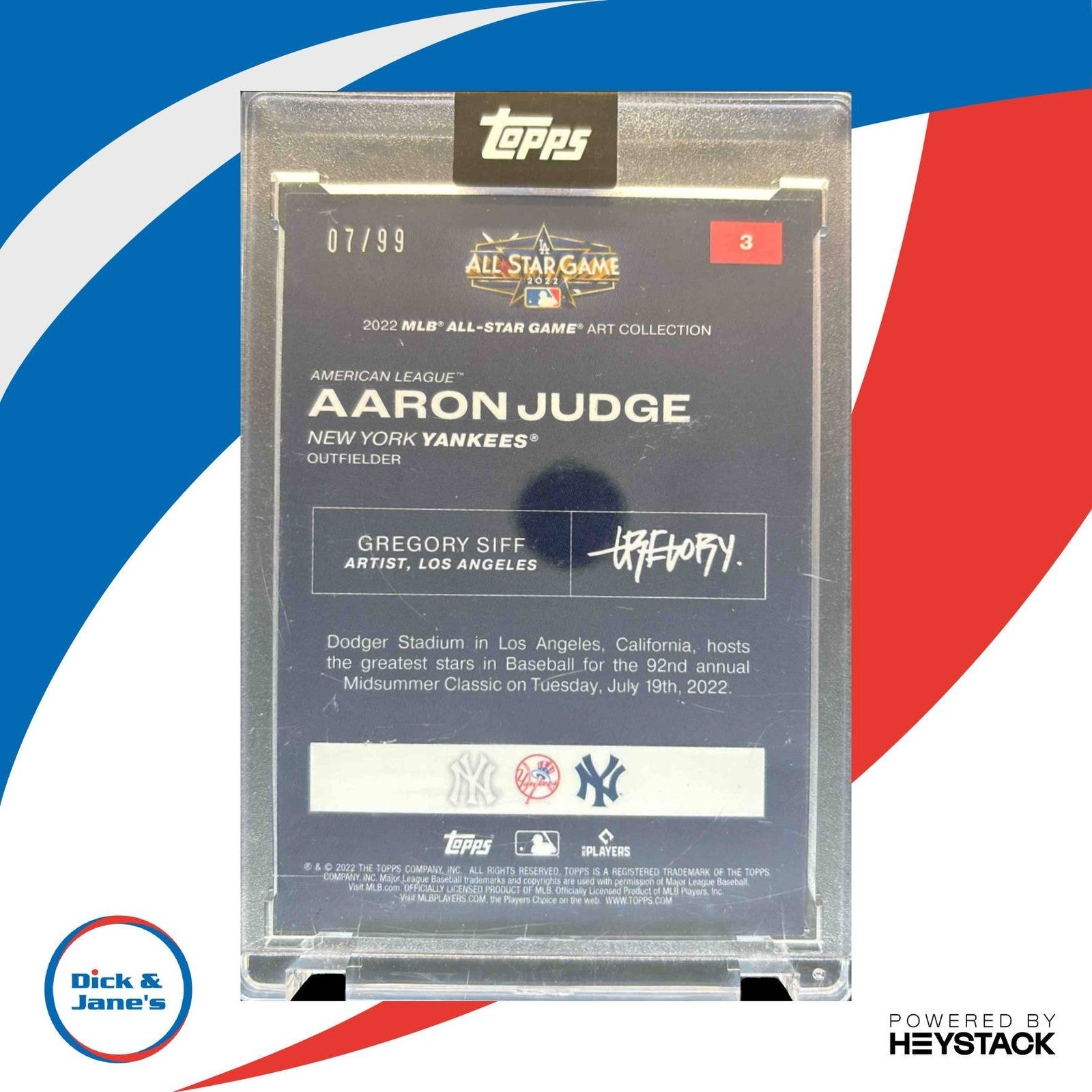 2022 Topps All-Star Art Collection Aaron Judge Blue Cracked Ice #3 /99 Yankees - Sports Cards