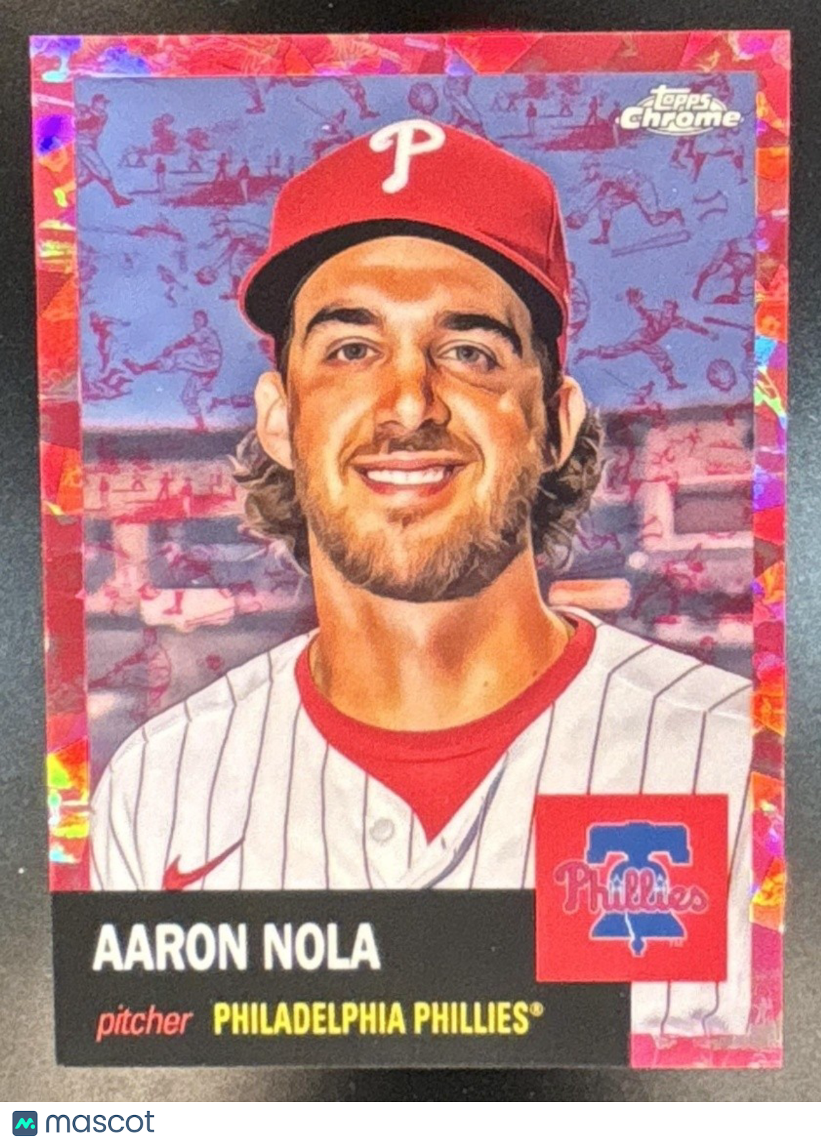 2022 Topps Chrome Platinum Anniversary Aaron Nola Toile Cream/Fuchsia /100 #167 - Sports Cards