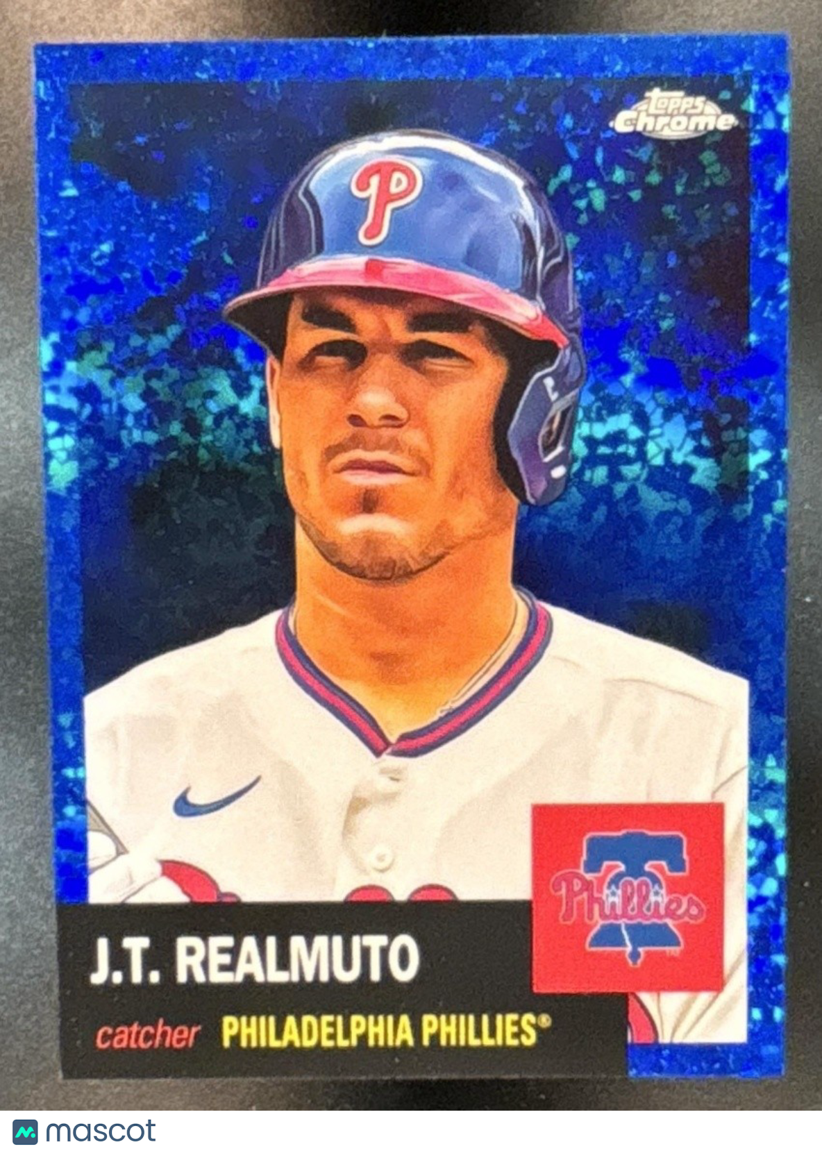2022 Topps Chrome Platinum Anniversary J.T. Realmuto Blue Mini Diamond /199 #490 - Sports Cards