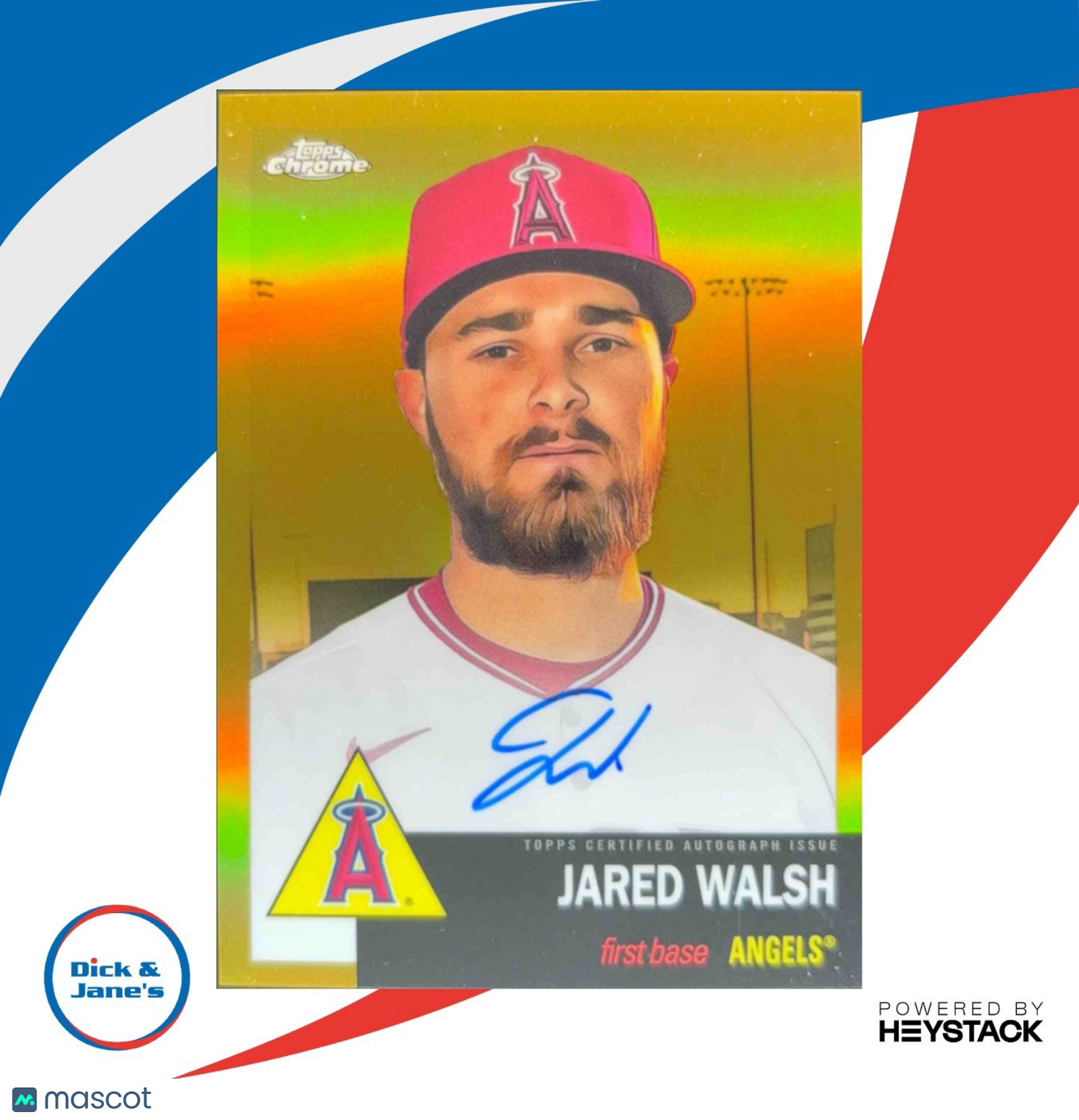 2022 Topps Chrome Platinum Anniversary Jared Walsh Auto Gold Refractor 23/50 - Sports Cards