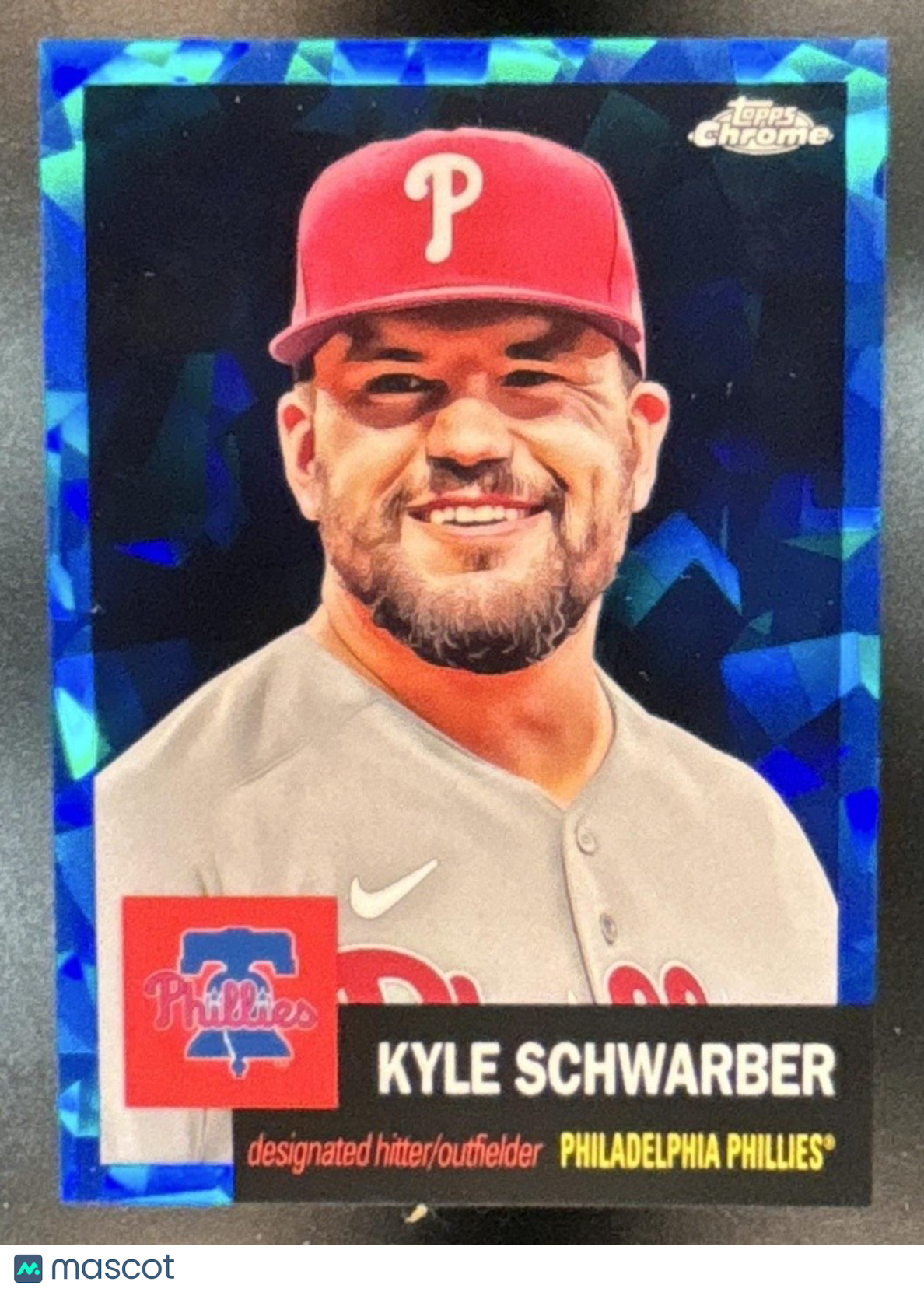 2022 Topps Chrome Platinum Anniversary Kyle Schwarber Blue Atomic /100 #265 - Sports Cards