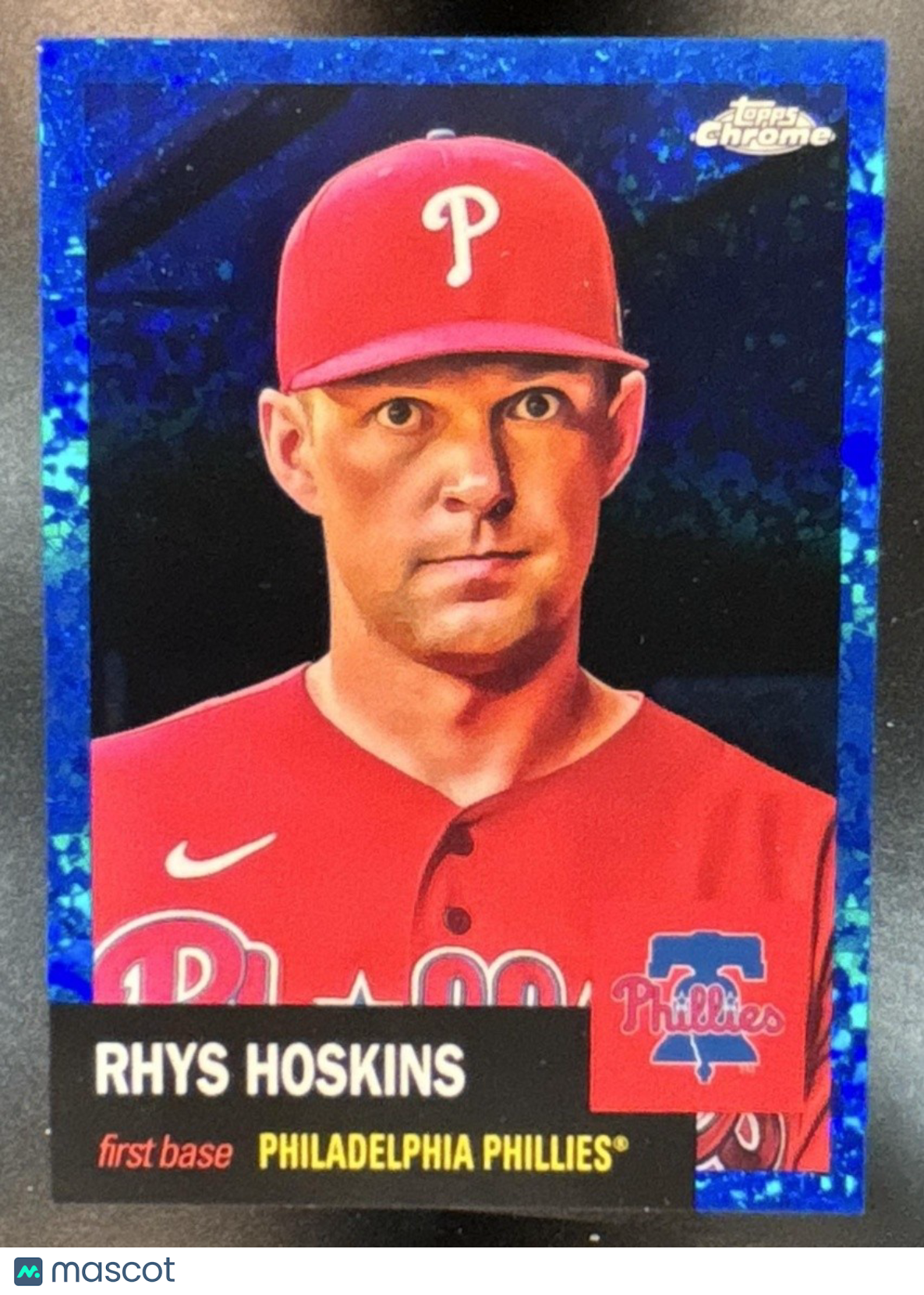 2022 Topps Chrome Platinum Anniversary Rhys Hoskins Blue Mini Diamond /199 #320 - Sports Cards