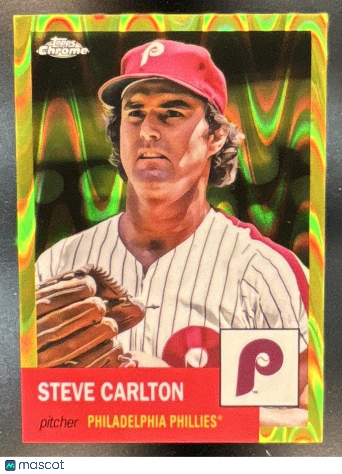 2022 Topps Chrome Platinum Anniversary Steve Carlton Yellow RayWave /250 #211 - Sports Cards