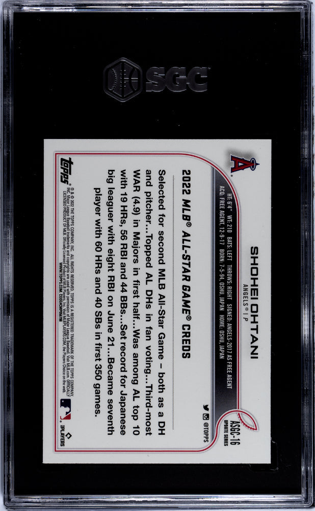 2022 Topps Chrome Update Shohei Ohtani All Star Game #ASGC-16 SGC 8.5 Angels - Graded Sports Cards