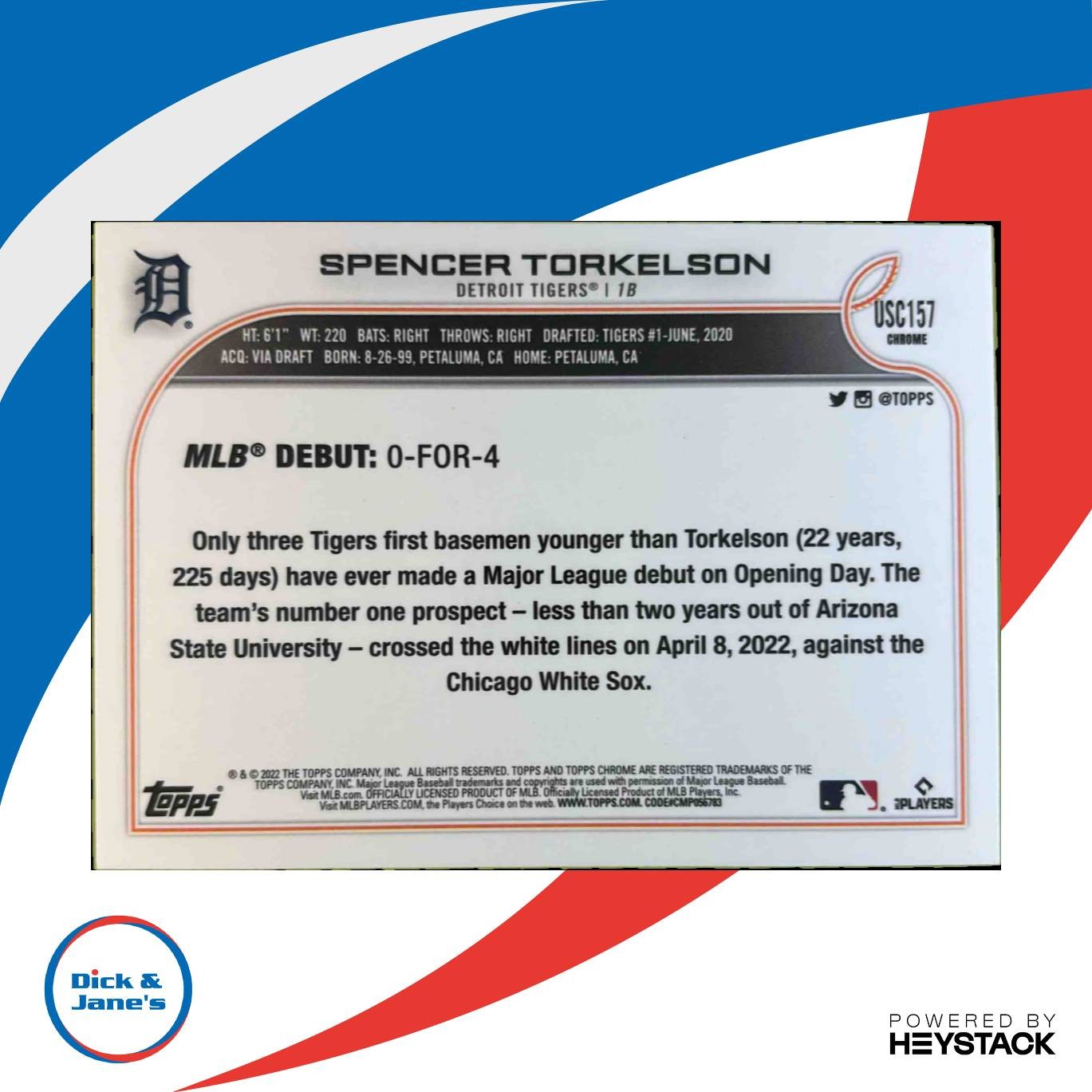 2022 Topps Chrome Update Spencer Torkelson Purple Refractor #USC157 RC Detroit - Sports Cards