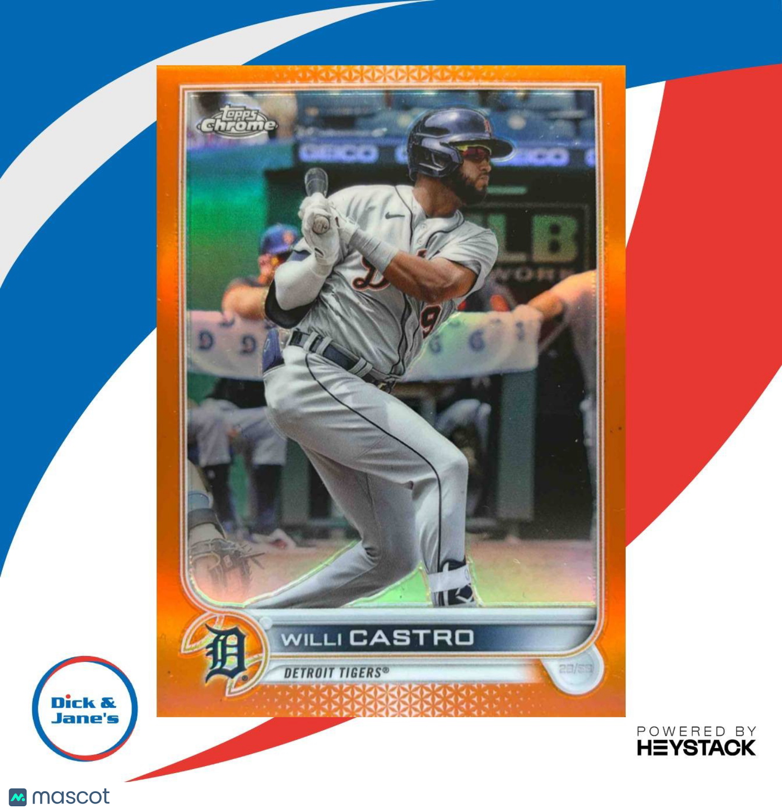 2022 Topps Chrome Willi Castro Orange Refractor 7/25 #173 Detroit Tigers - Sports Cards