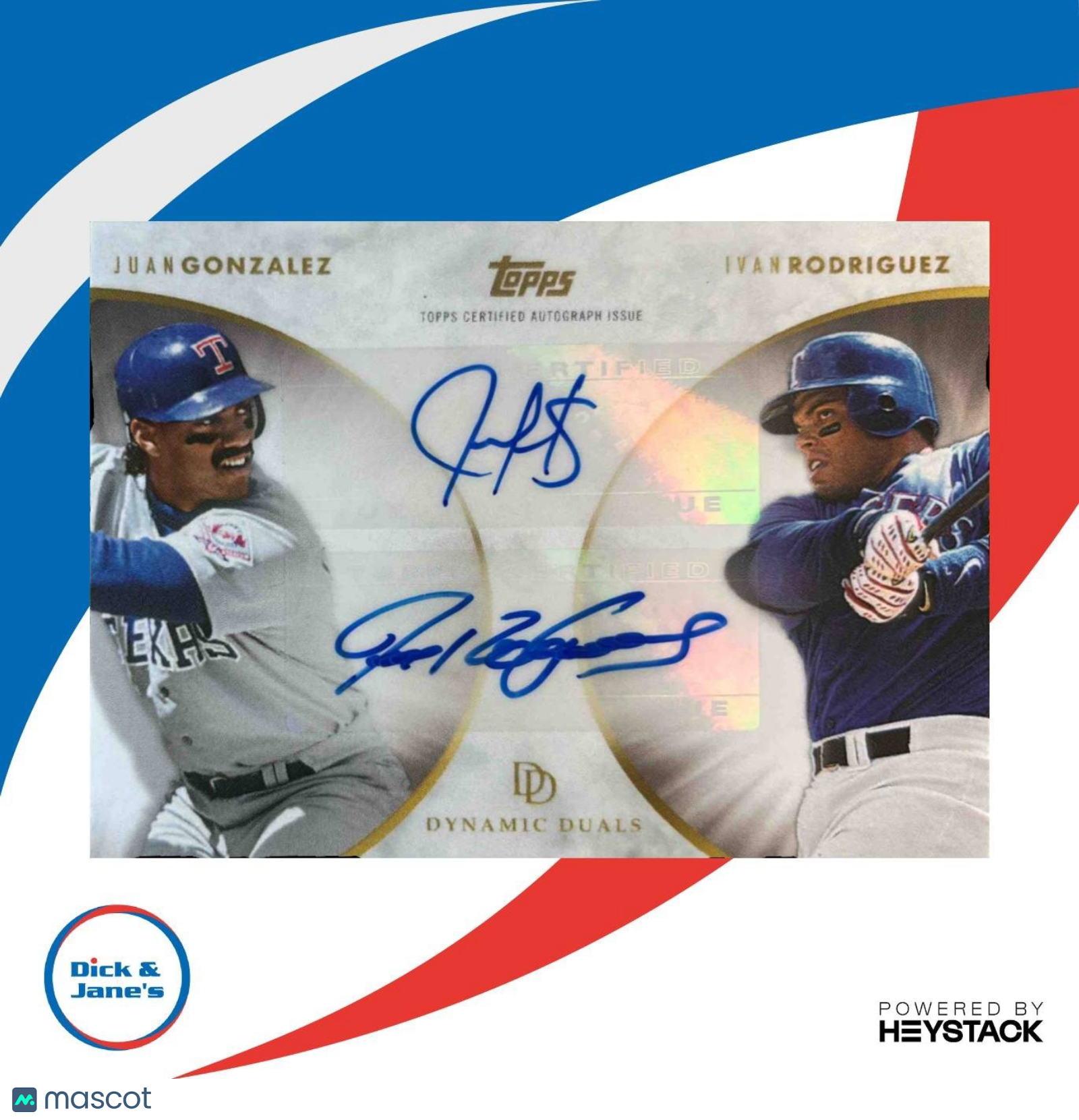 2022 Topps Dynamic Duals Ivan Rodriguez Juan Gonzalez #18-A Auto Texas Rangers - Sports Cards