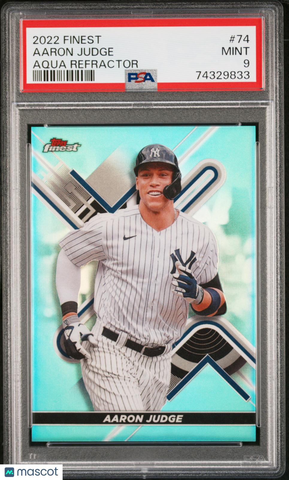 2022 Topps Finest Aaron Judge Aqua Refractor #74 PSA 9 - Graded Sports Cards