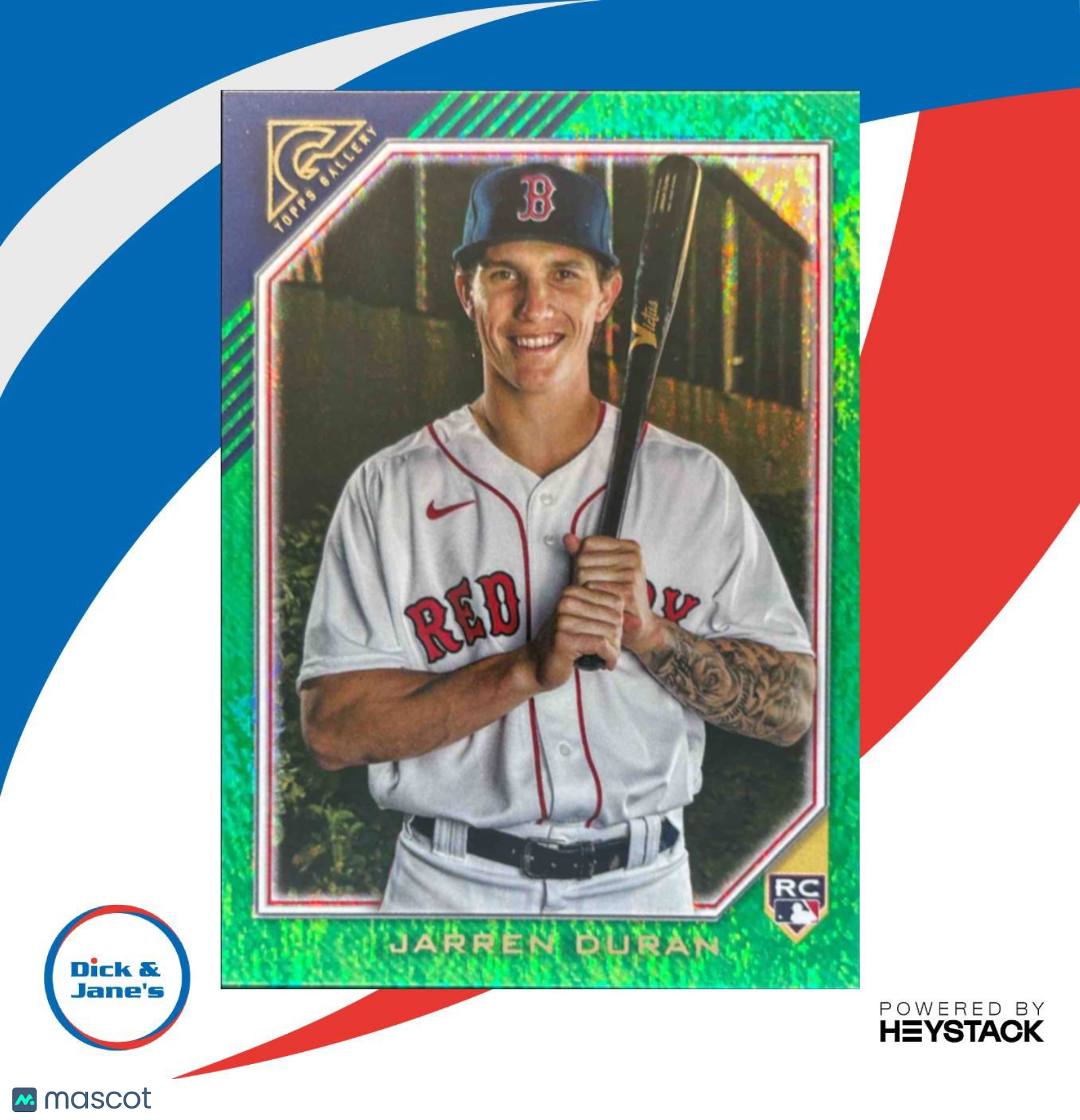 2022 Topps Gallery Jarren Duran Green Pattern 77/99 #49 RC Boston Red Sox - Sports Cards