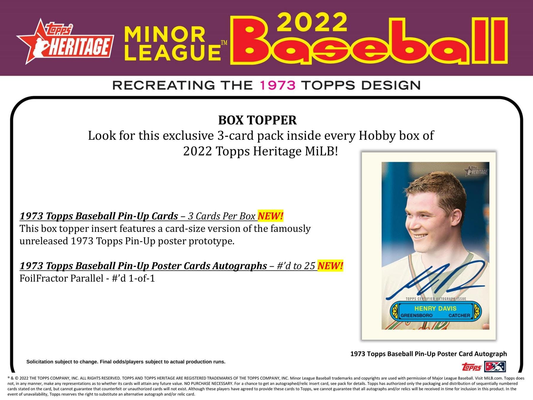 2022 Topps Heritage Minor League Baseball Hobby Box (2 Autos) Loaded with Rookies! - MLB Hobby Box