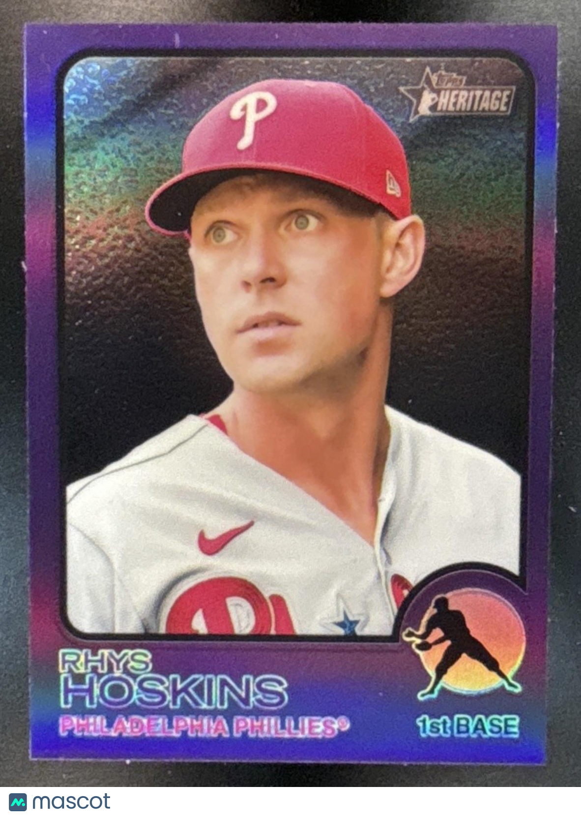 2022 Topps Heritage Rhys Hoskins Chrome Purple Refractor #326 Phillies - Sports Cards