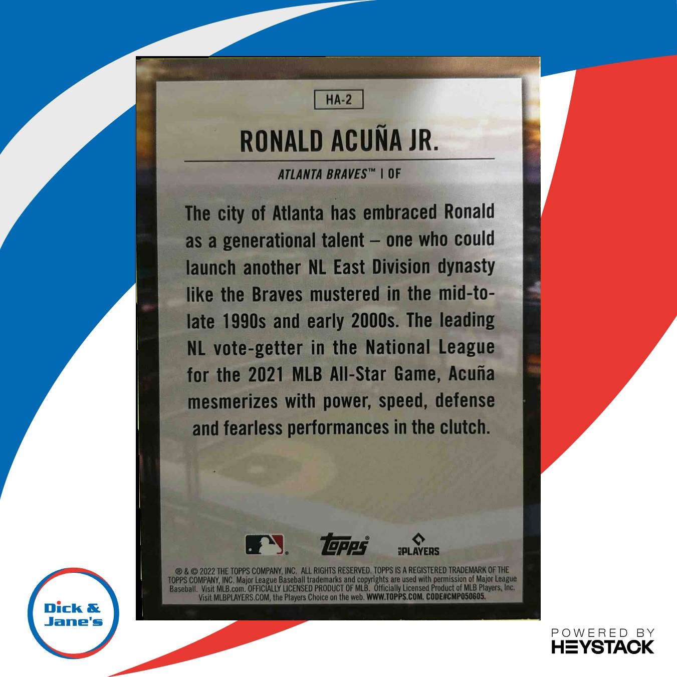 2022 Topps Ronald Acuna Jr Home Field Advantage #HA-2 Atlanta Braves - Sports Cards