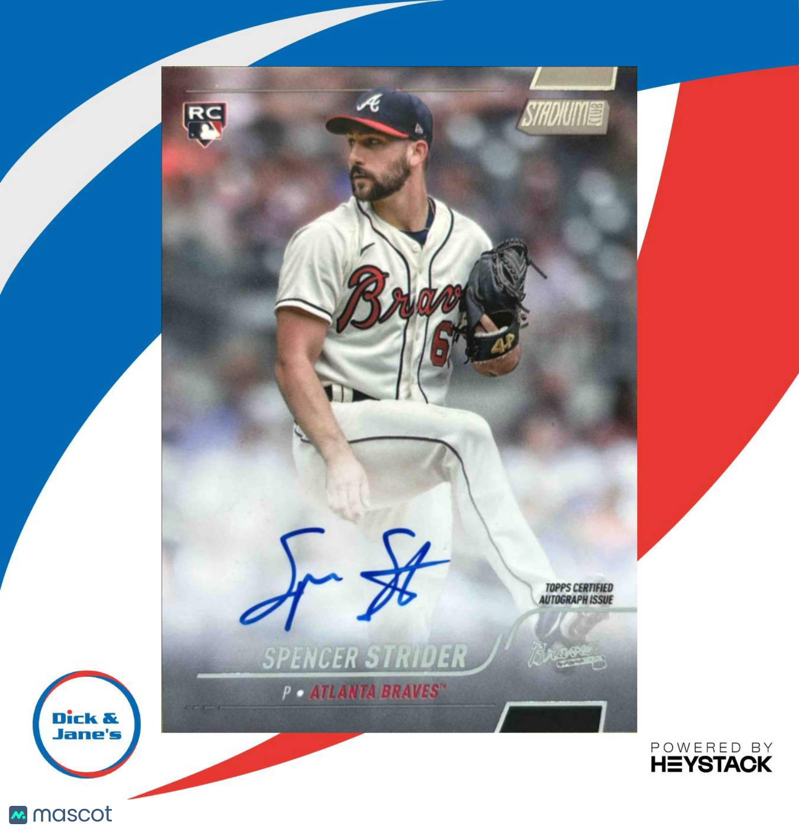 2022 Topps Stadium Club Spencer Strider Auto #SCBA-SST RC Atlanta Braves - Sports Cards