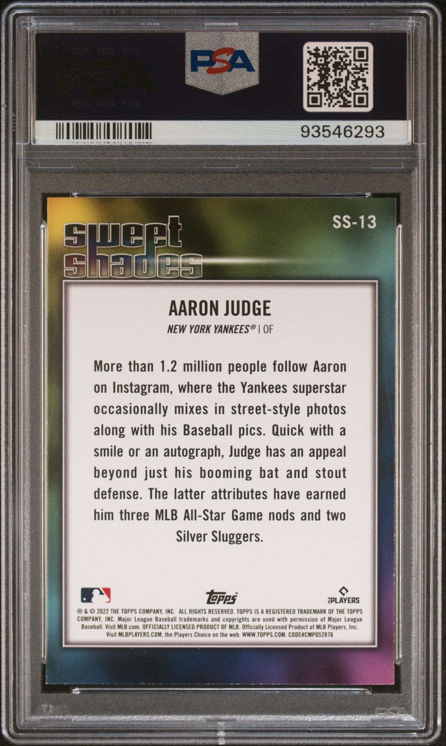 2022 Topps Sweet Shades Aaron Judge #SS-13 PSA 9 - Graded Sports Cards