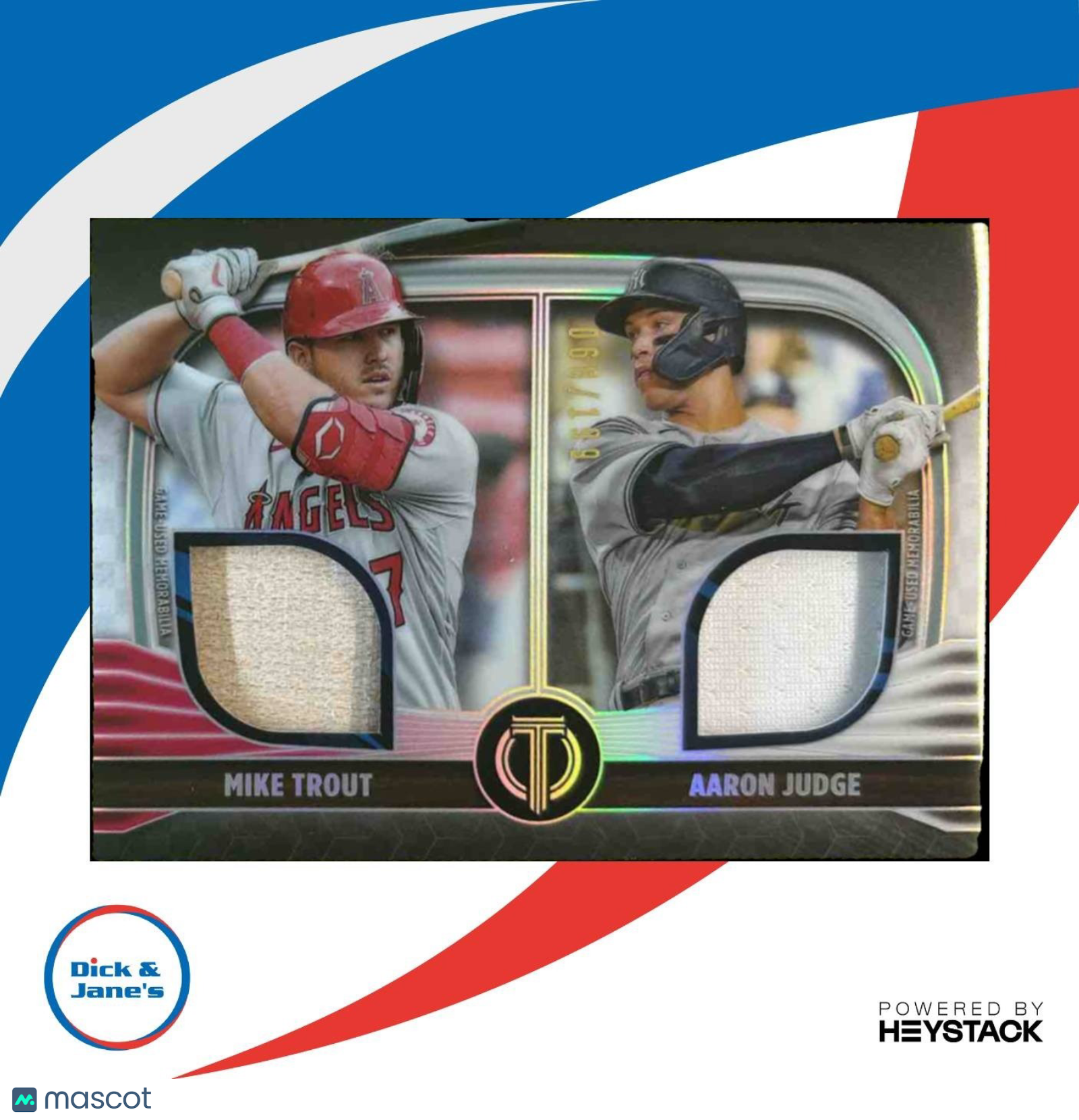 2022 Topps Tribute Mike Trout Dual Relics 66/199 #DR-MT MEM Los Angeles Angels - Sports Cards