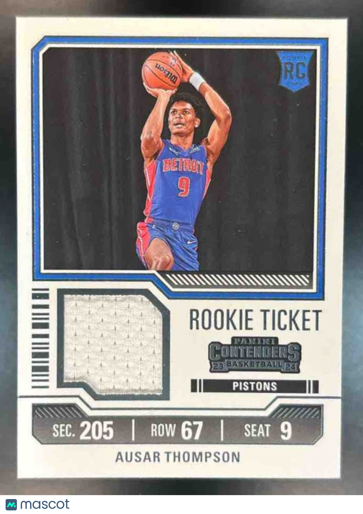 2023-24 Contenders Ausar Thompson Rookie Ticket Swatches MEM RC Detroit Pistons - Sports Cards