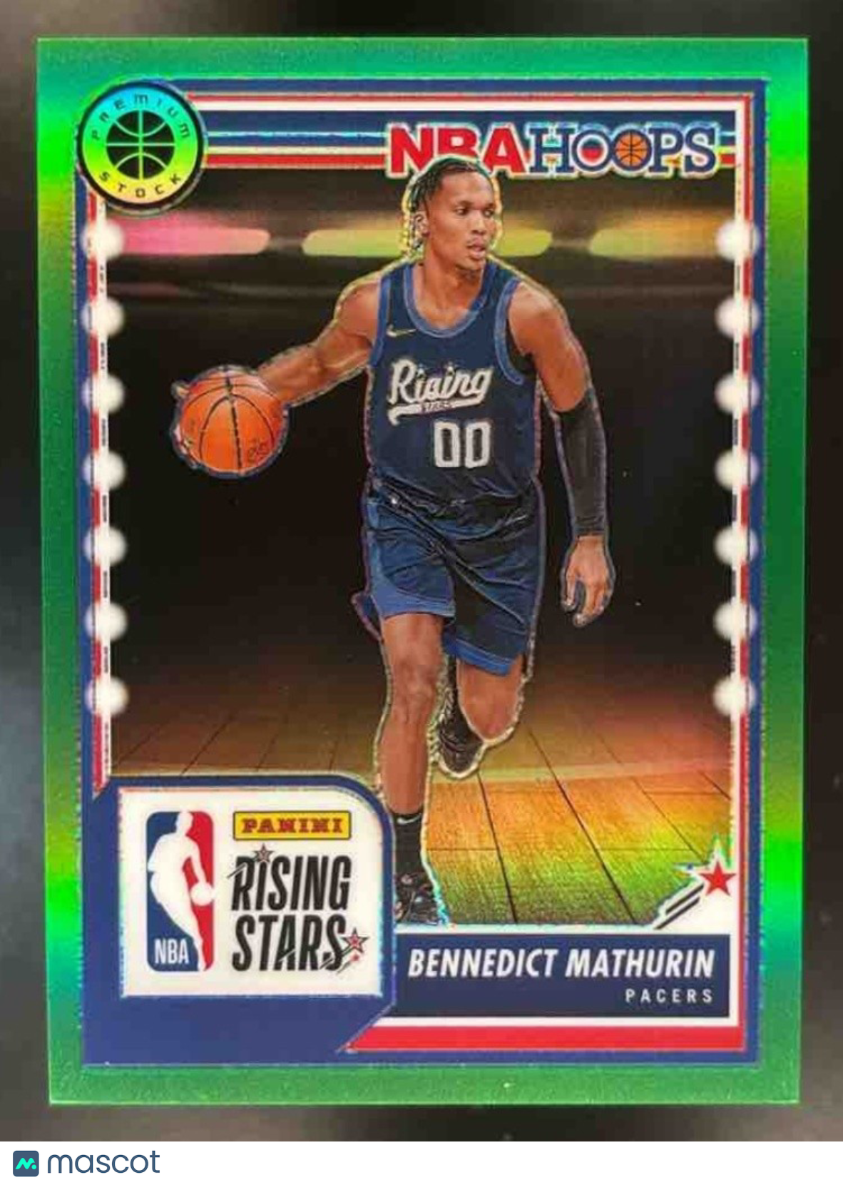 2023-24 Hoops Premium Stock Bennedict Mathurin Rising Stars Green /5 #286 Pacers - Sports Cards