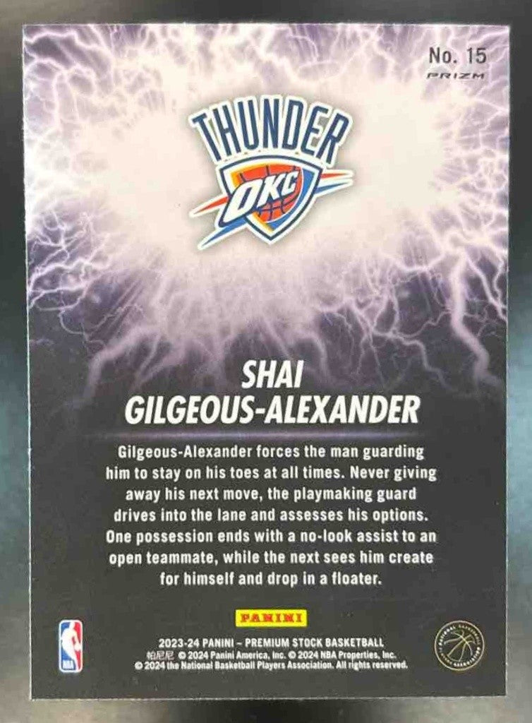 2023-24 Hoops Premium Stock Shai Gilgeous-Alexander High Voltage #15 Thunder - Sports Cards