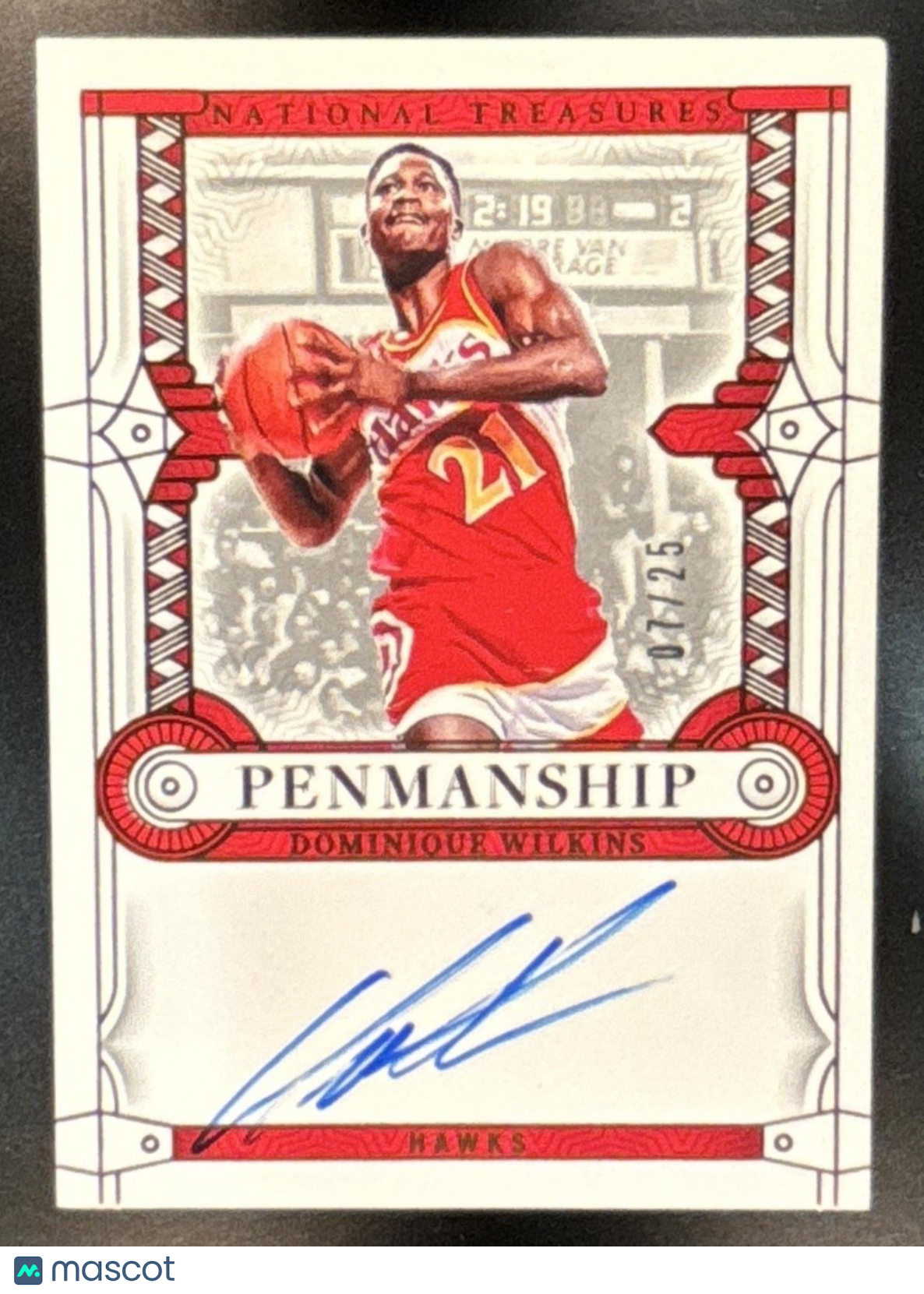 2023-24 National Treasures Dominique Wilkins Penmanship Auto /25 Atlanta Hawks - Sports Cards