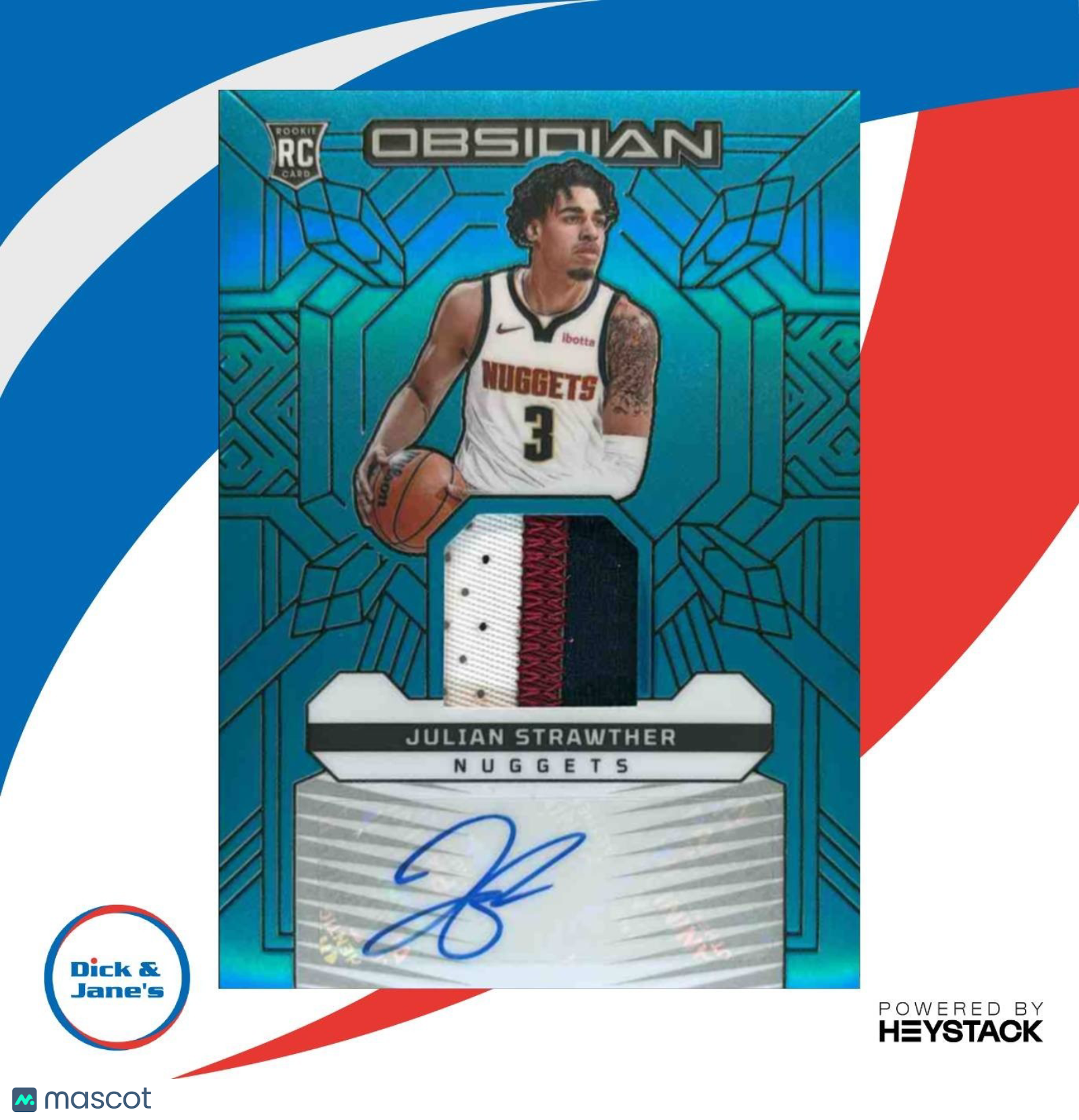 2023-24 Obsidian Julian Strawther Rookie Jersey Ink Blue 5/16 #Auto Nuggets - Sports Cards