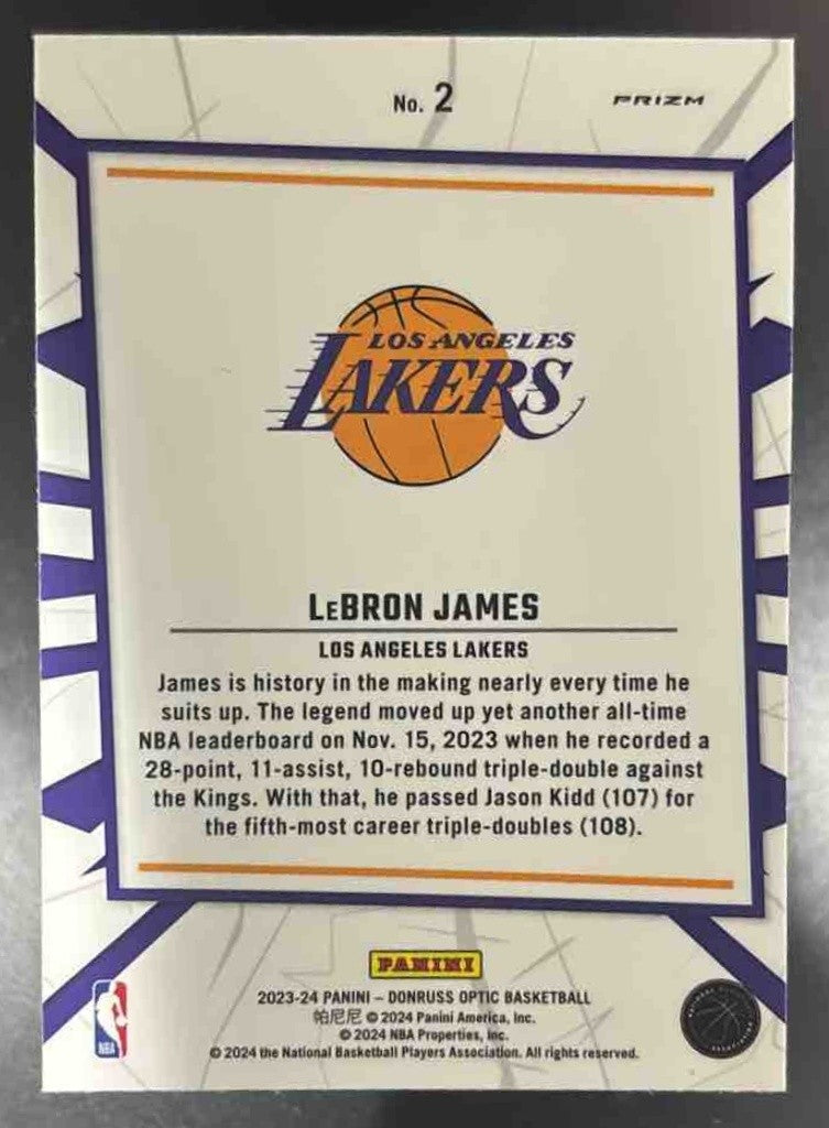 2023-24 Panini Donruss Optic LeBron James My House Purple #2 Los Angeles Lakers - Sports Cards