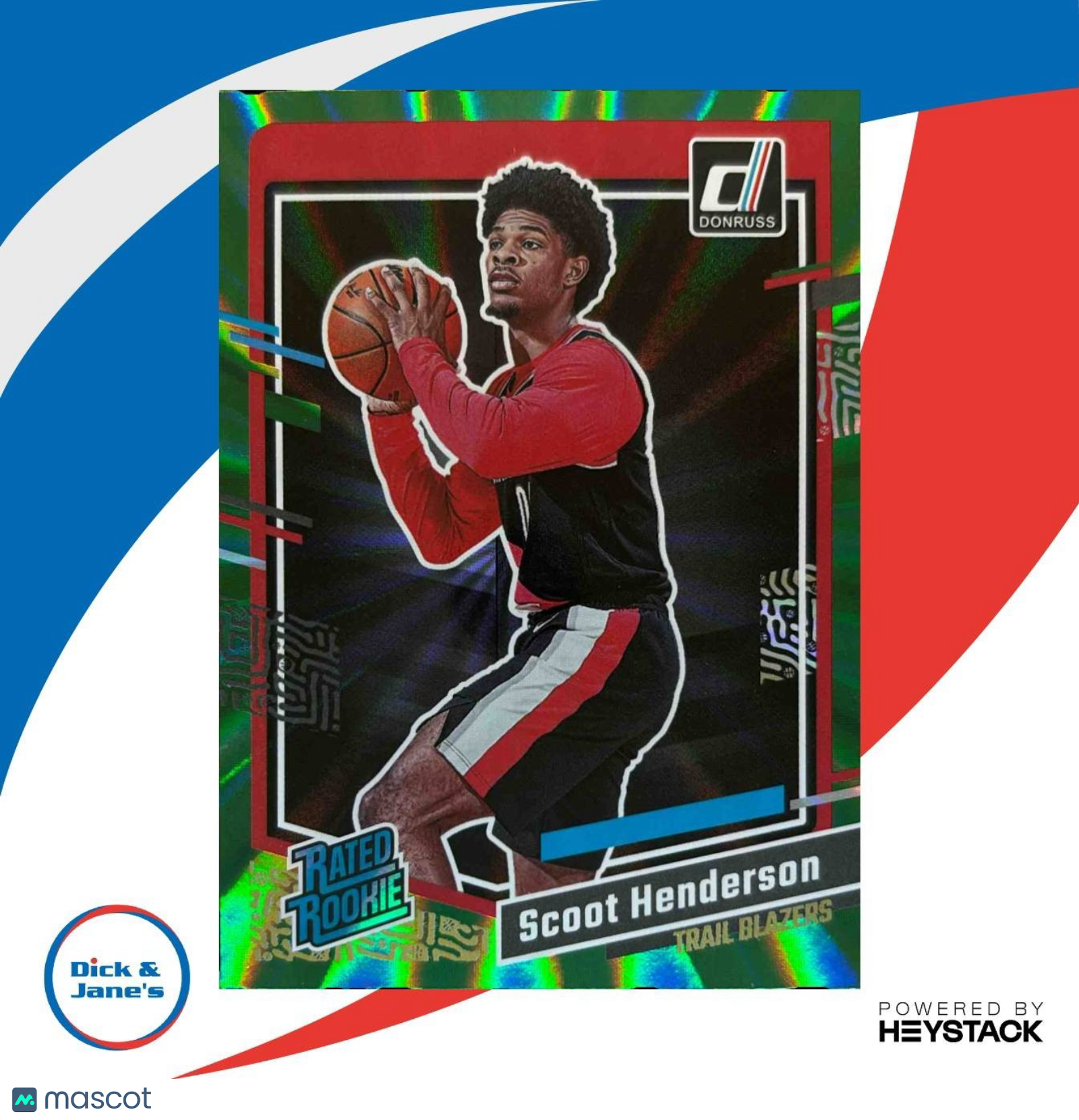 2023-24 Panini Donruss Scoot Henderson Green Laser Holo #250 RC Trail Blazers - Sports Cards