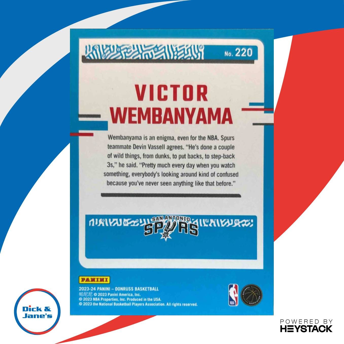 2023-24 Panini Donruss Victor Wembanyama #220 RC Rated Rookie San Antonio Spurs - Sports Cards
