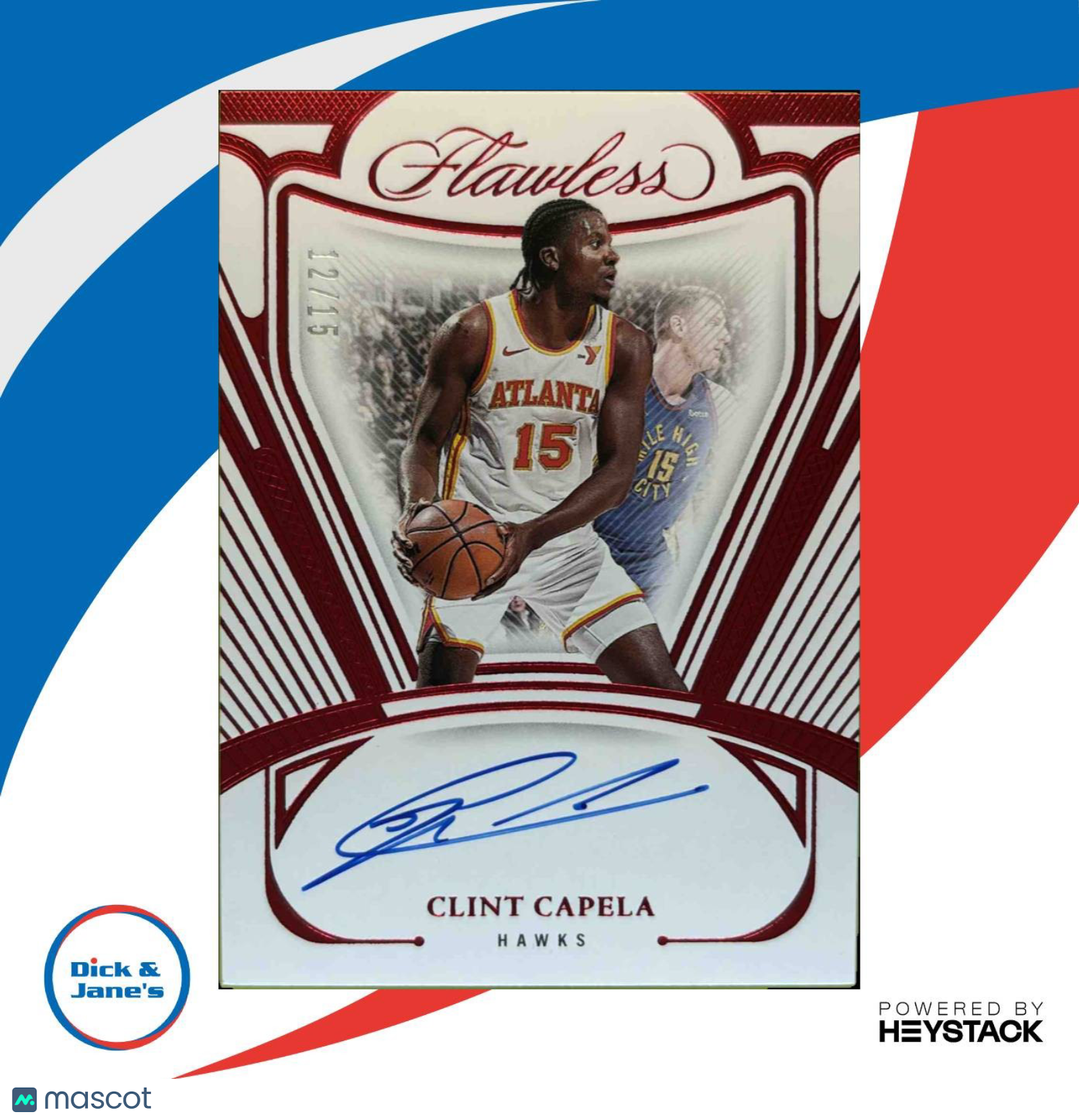 2023-24 Panini Flawless Clint Capela Auto Ruby 12/15 #FA-CCA Atlanta Hawks - Sports Cards