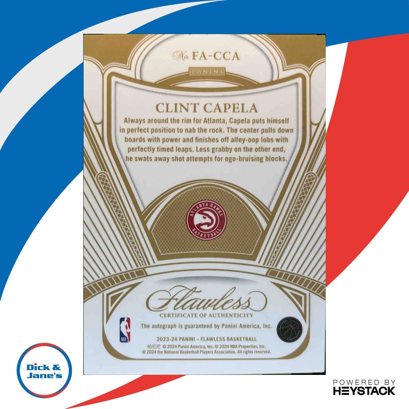 2023-24 Panini Flawless Clint Capela Auto Ruby 12/15 #FA-CCA Atlanta Hawks - Sports Cards