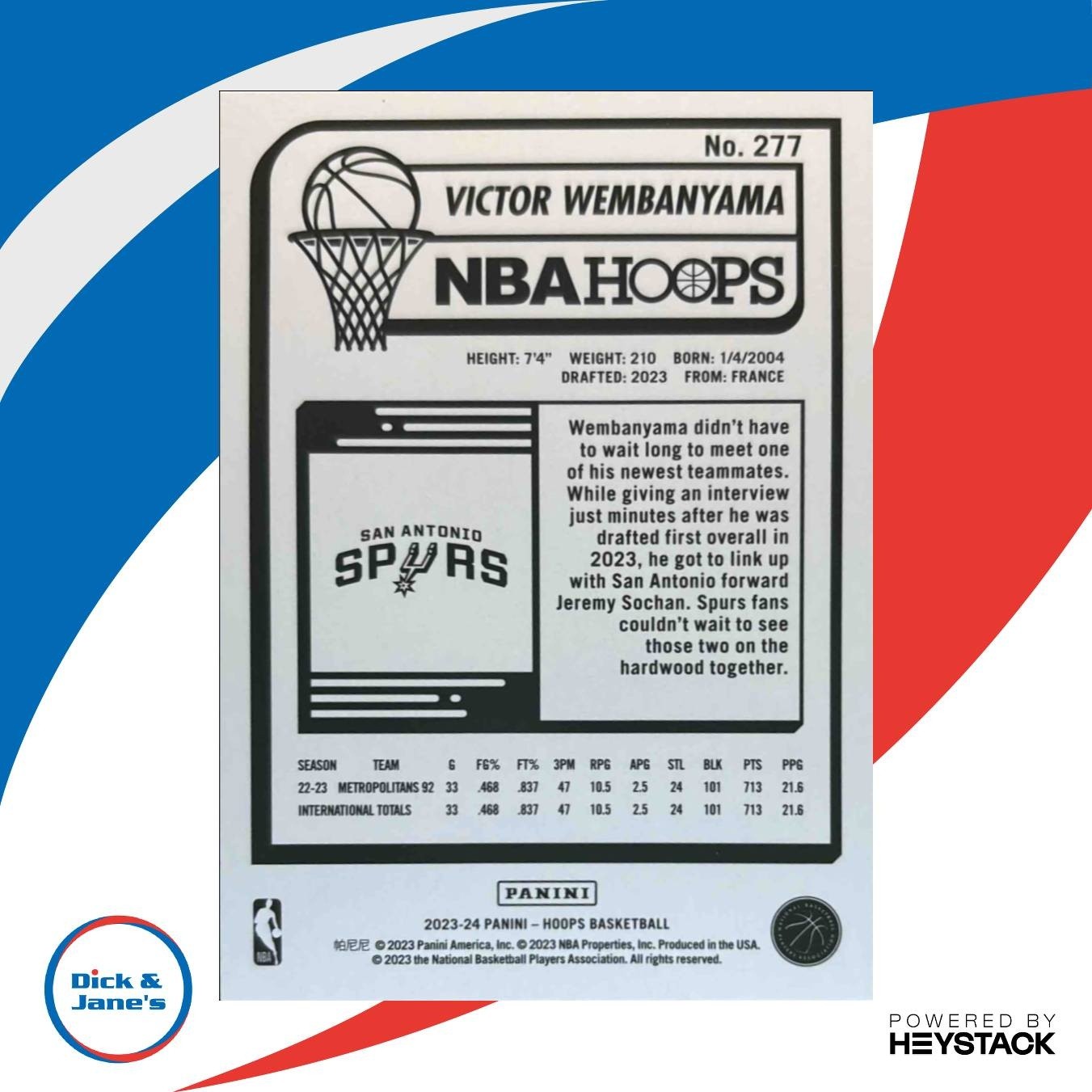 2023-24 Panini Hoops Victor Wembanyama #277 Winter Snowflakes RC Spurs - Sports Cards