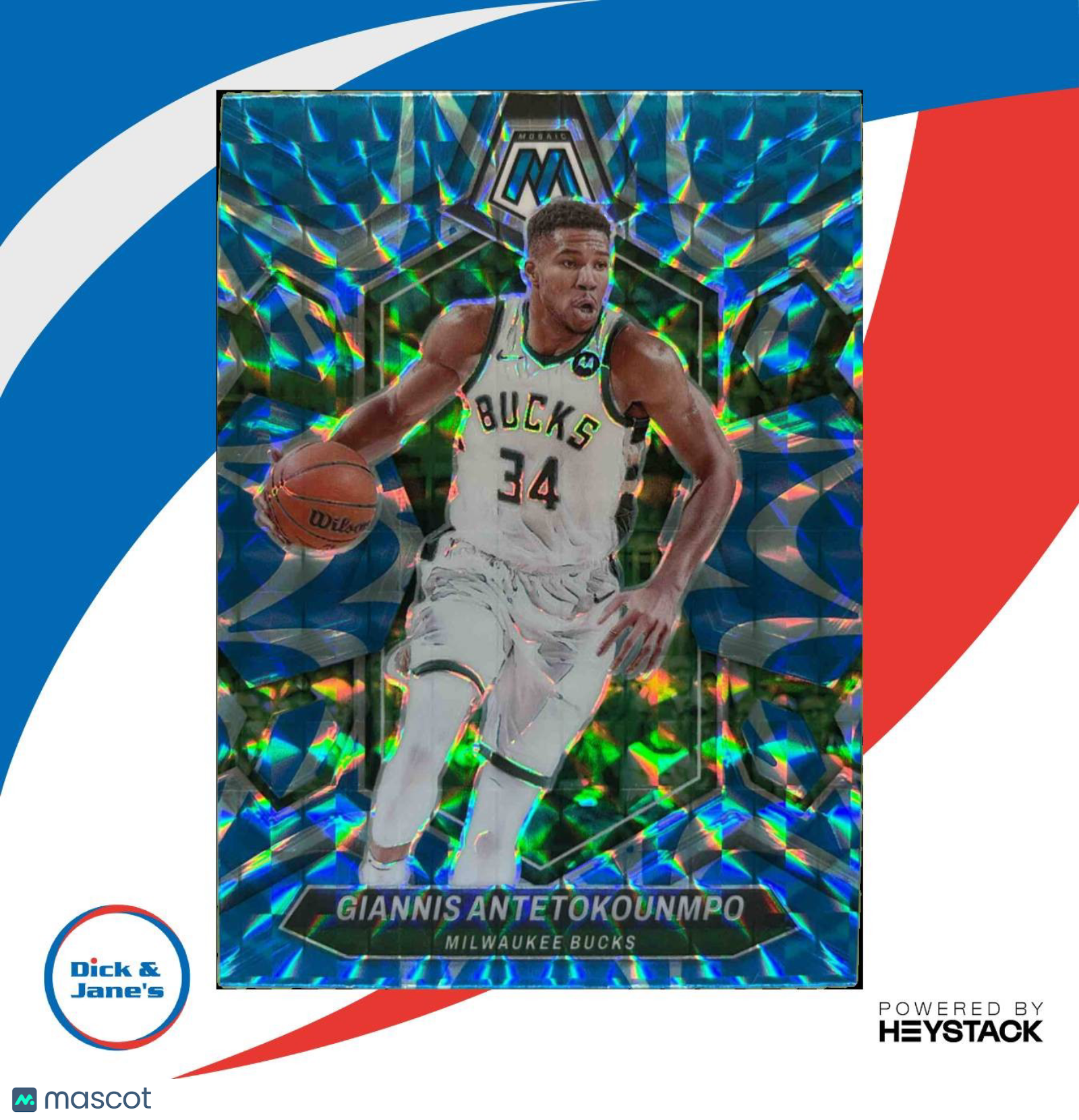 2023-24 Panini Mosaic Giannis Antetokounmpo Reactive Blue Prizm #77 Bucks - Sports Cards