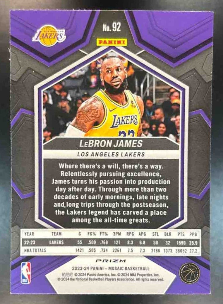2023-24 Panini Mosaic LeBron James Mosaic Prizm #92 Los Angeles Lakers - Sports Cards