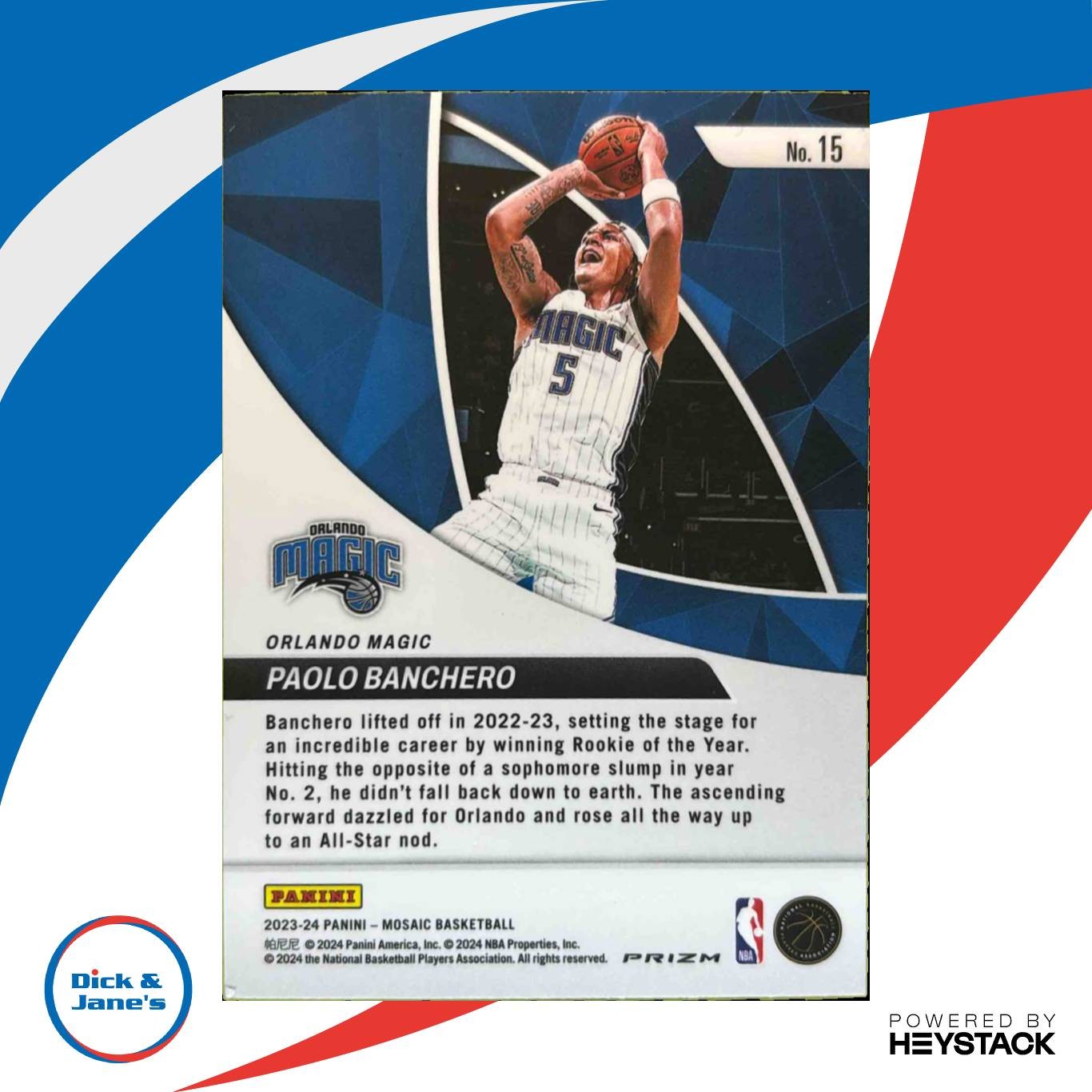2023-24 Panini Mosaic Paolo Banchero Elevate Green #15 Orlando Magic - Sports Cards