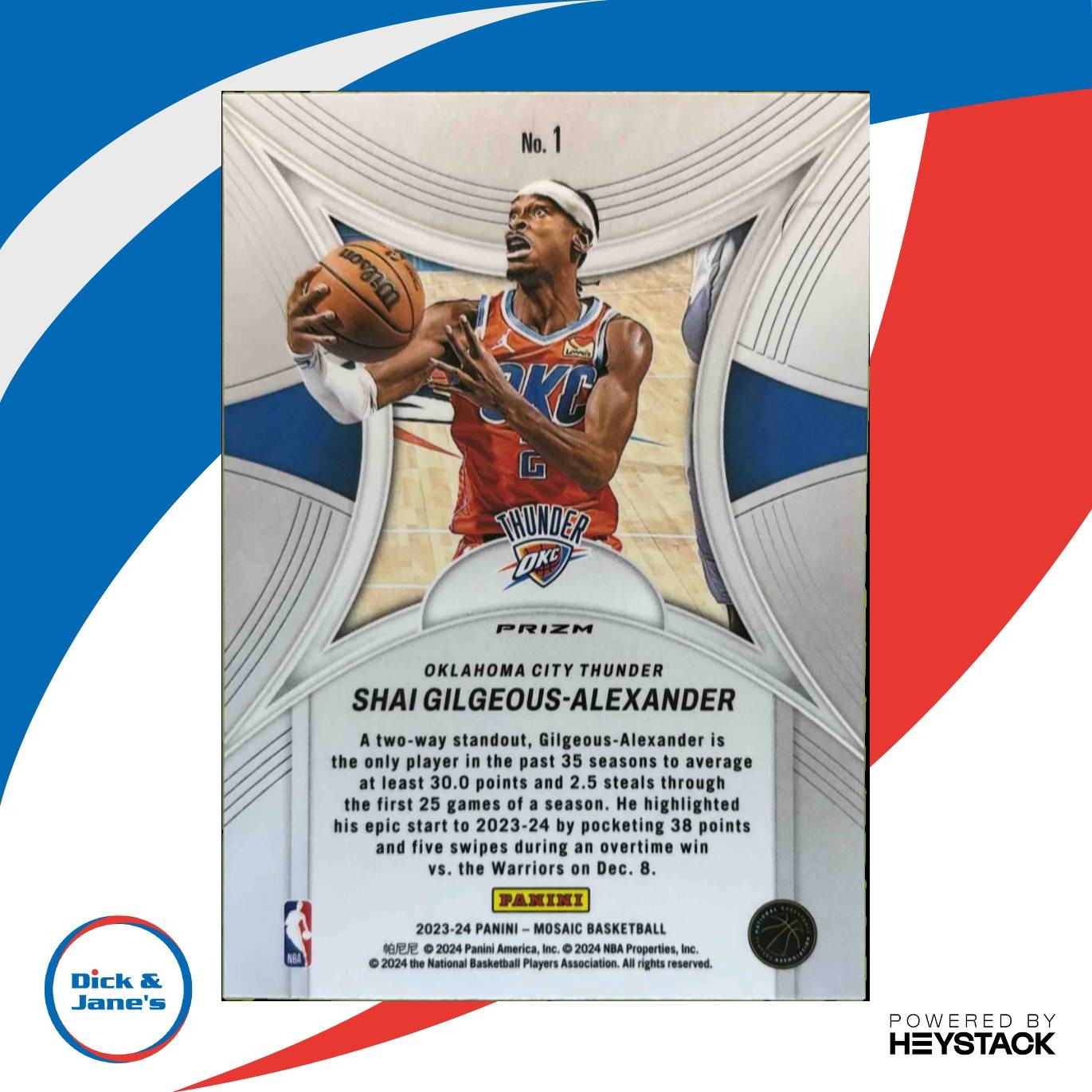 2023-24 Panini Mosaic Shai Gilgeous-Alexander Epic Performers Mosaic #1 Thunder - Sports Cards