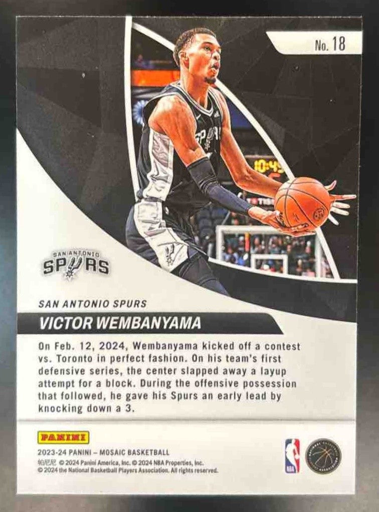 2023-24 Panini Mosaic Victor Wembanyama Elevate #18 RC San Antonio Spurs - Sports Cards