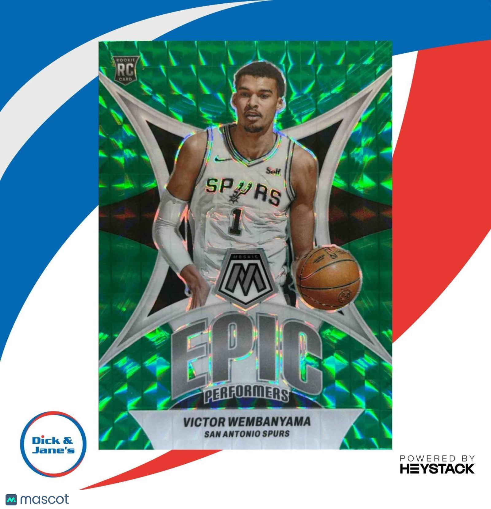 2023-24 Panini Mosaic Victor Wembanyama Epic Performers Green #12 RC Spurs - Sports Cards