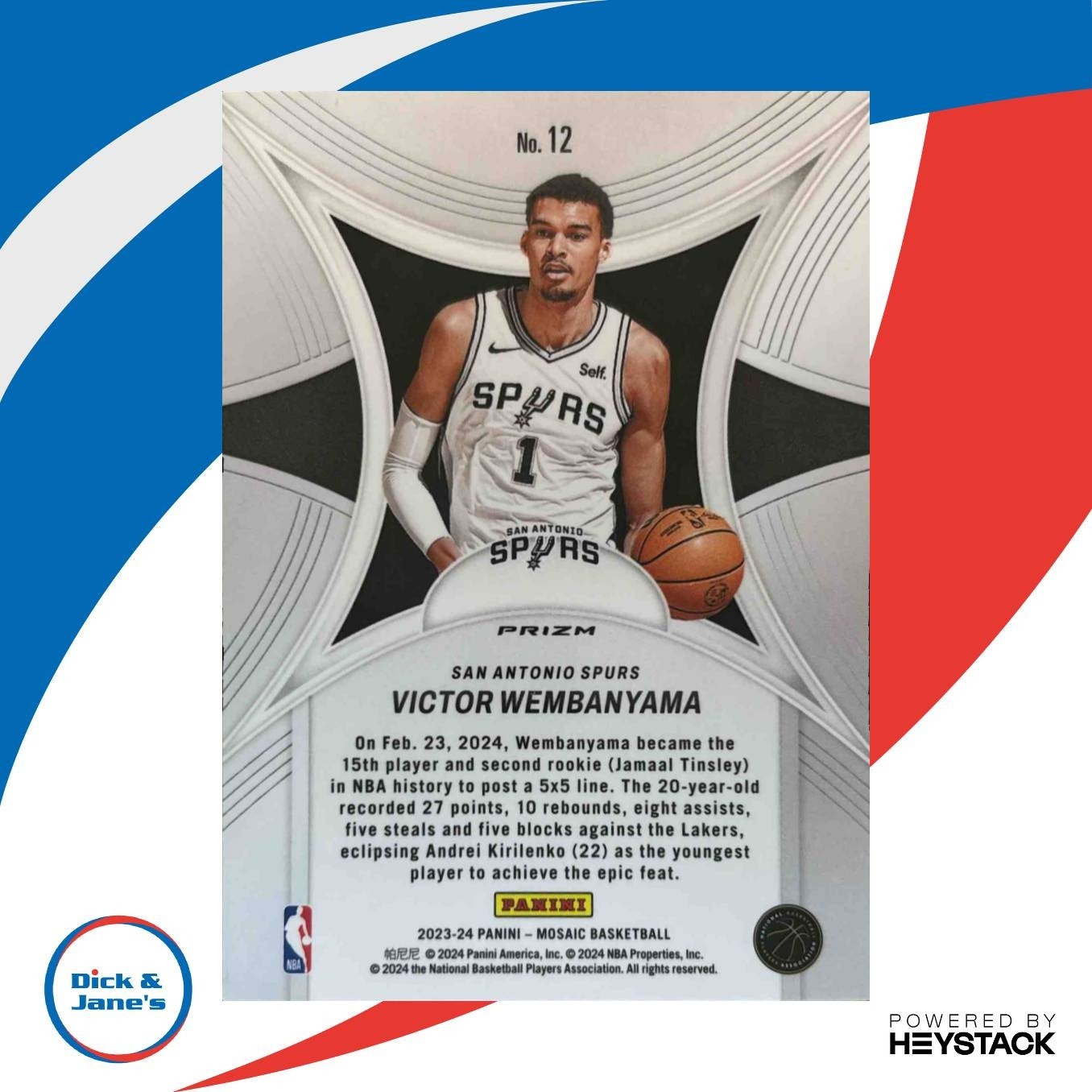 2023-24 Panini Mosaic Victor Wembanyama Epic Performers Green #12 RC Spurs - Sports Cards