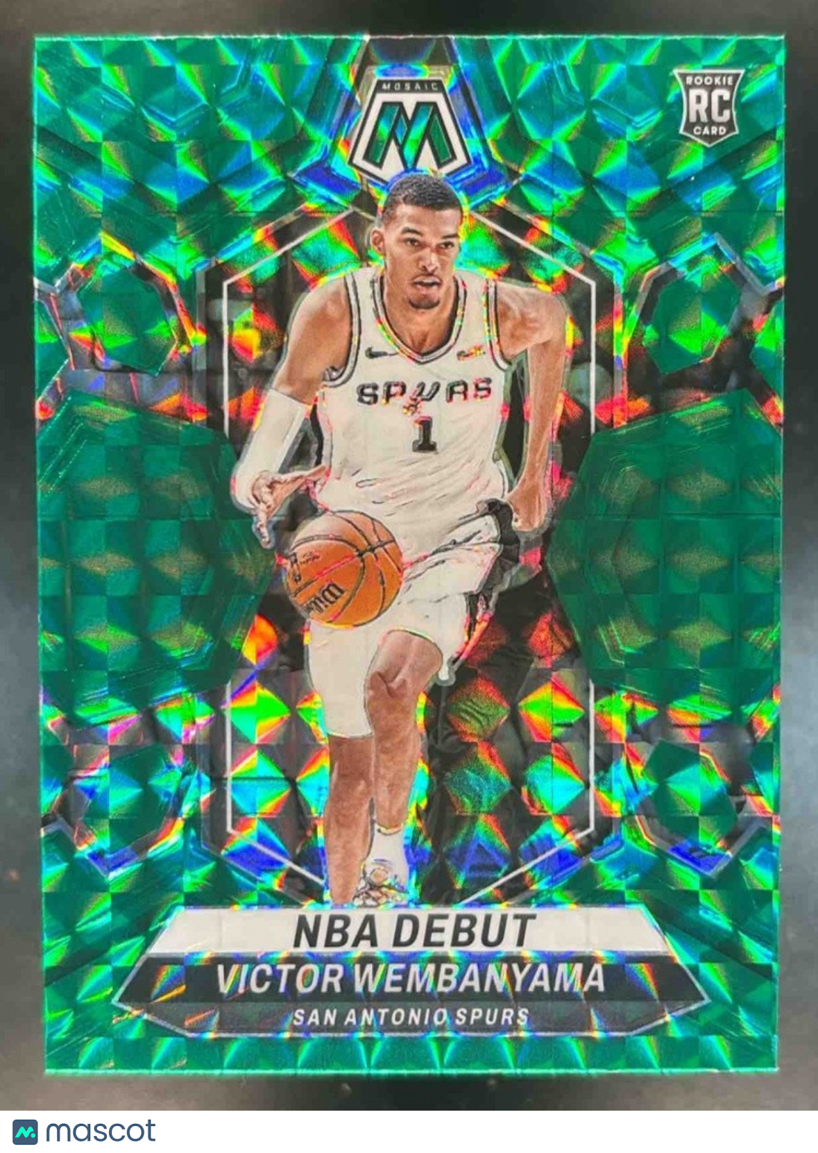 2023-24 Panini Mosaic Victor Wembanyama Green Mosaic #257 RC San Antonio Spurs - Sports Cards
