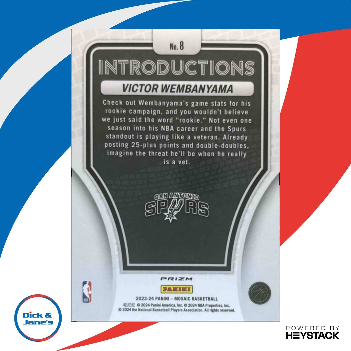 2023-24 Panini Mosaic Victor Wembanyama Introductions #8 RC San Antonio Spurs - Sports Cards