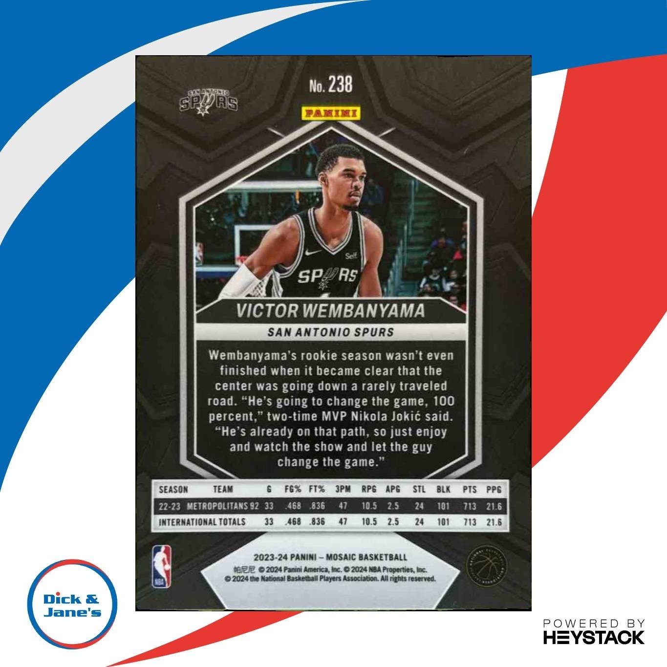 2023-24 Panini Mosaic Victor Wembanyama RC San Antonio Spurs - Sports Cards
