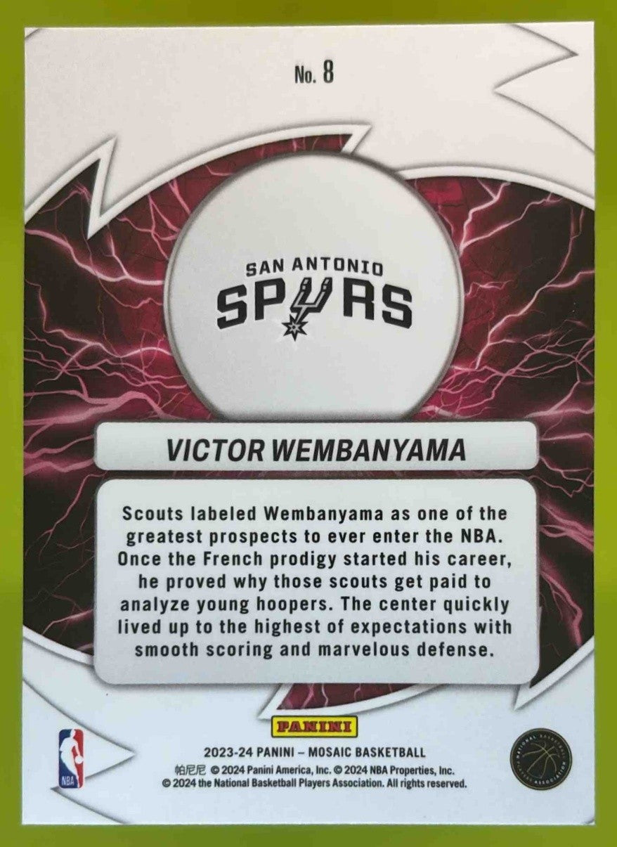2023-24 Panini Mosaic Victor Wembanyama Thunder Road #8 RC San Antonio Spurs - Sports Cards
