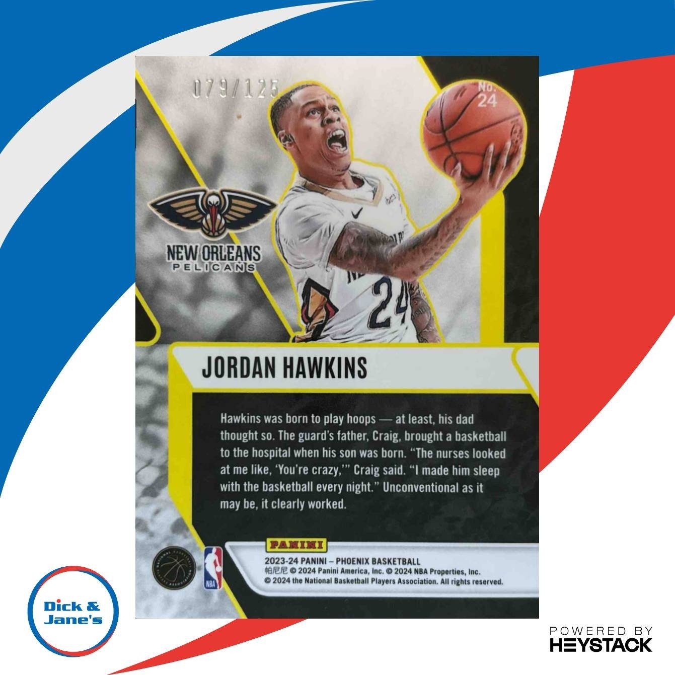 2023-24 Panini Phoenix Jordan Hawkins Fade To Black White Ice /125 #24 Pelicans - Sports Cards
