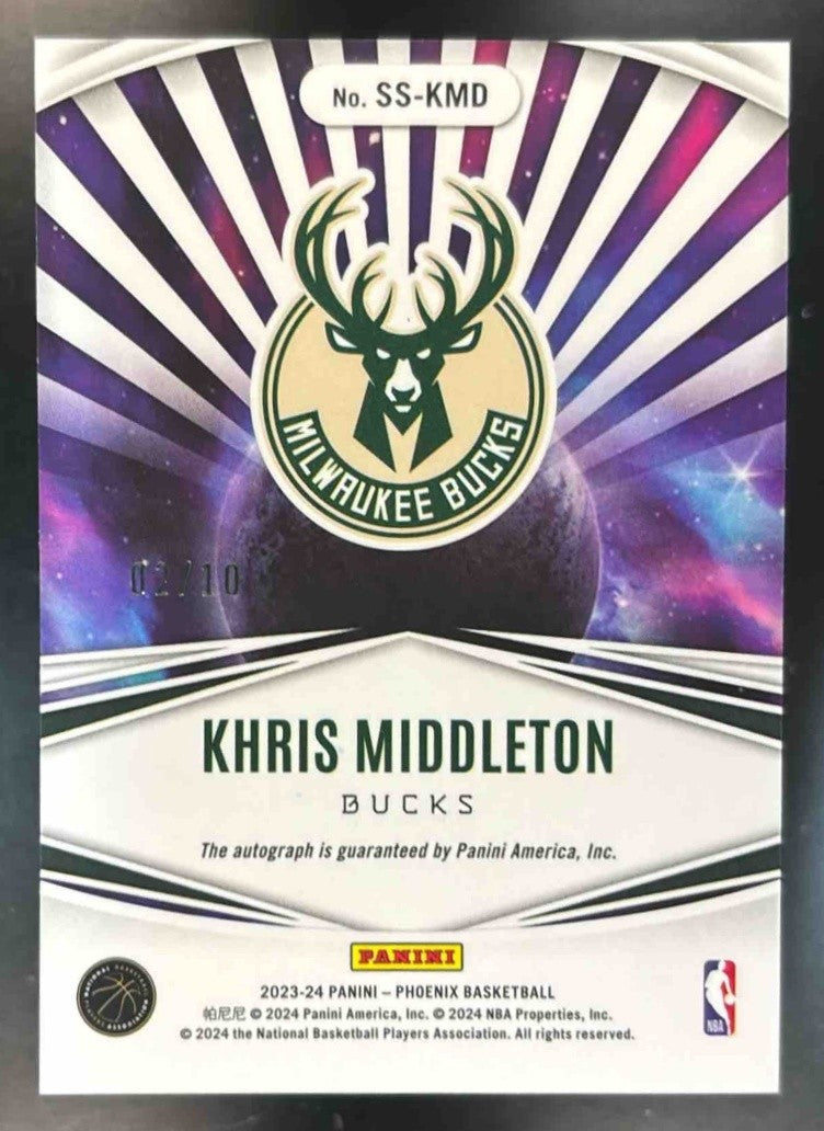 2023-24 Panini Phoenix Khris Middleton Stellar Signatures Gold /10 Auto Bucks - Sports Cards