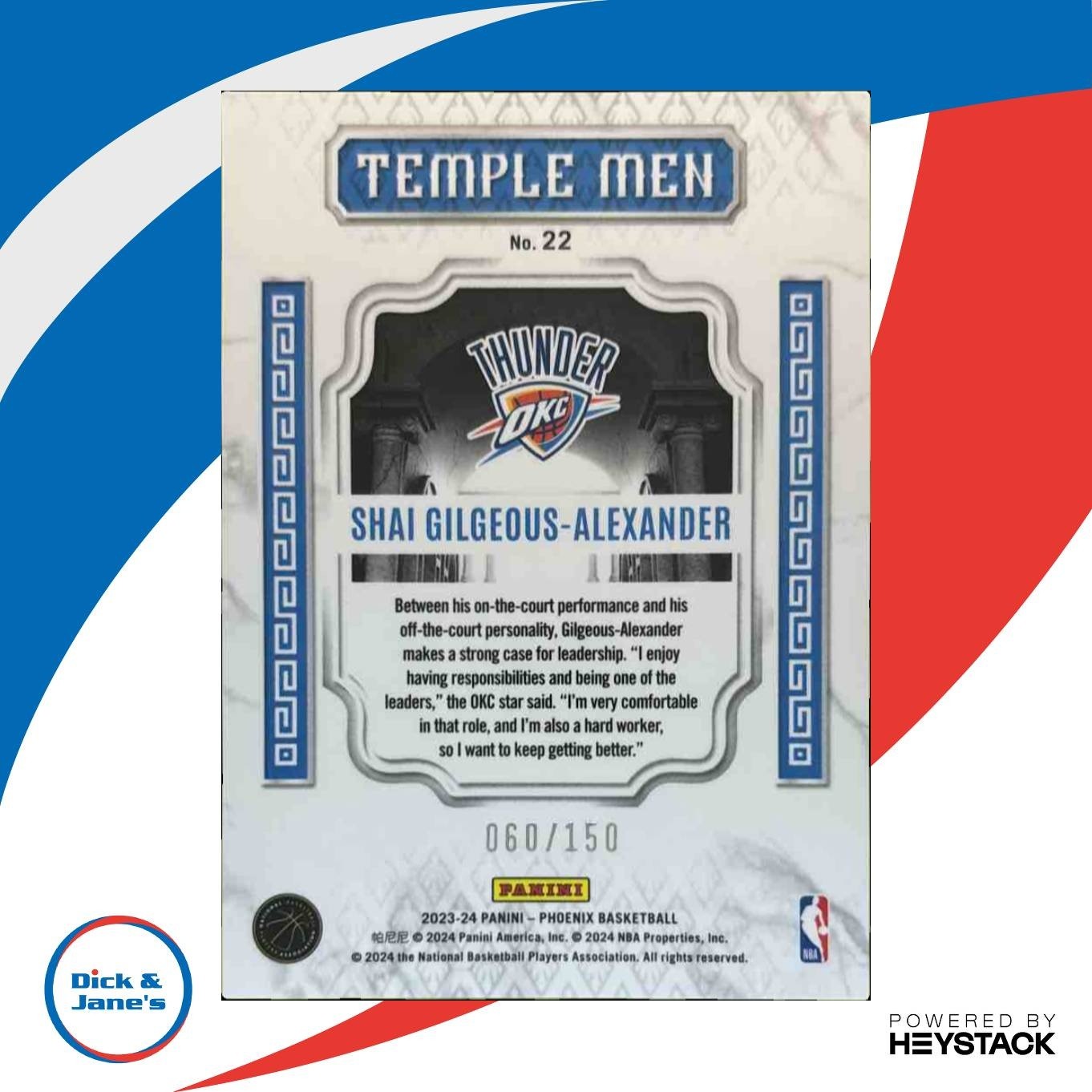 2023-24 Panini Phoenix Shai Gilgeous-Alexander Temple Men White Lazer /150 - Sports Cards