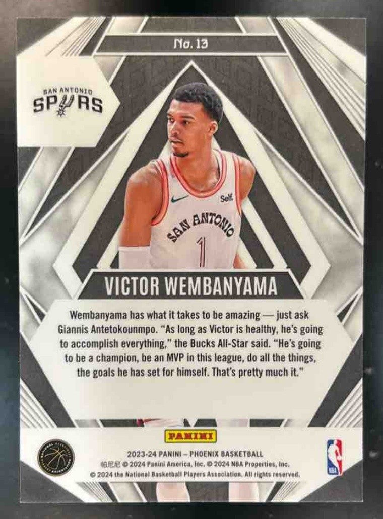 2023-24 Panini Phoenix Victor Wembanyama Paragon Teal Lazer #13 RC Spurs - Sports Cards