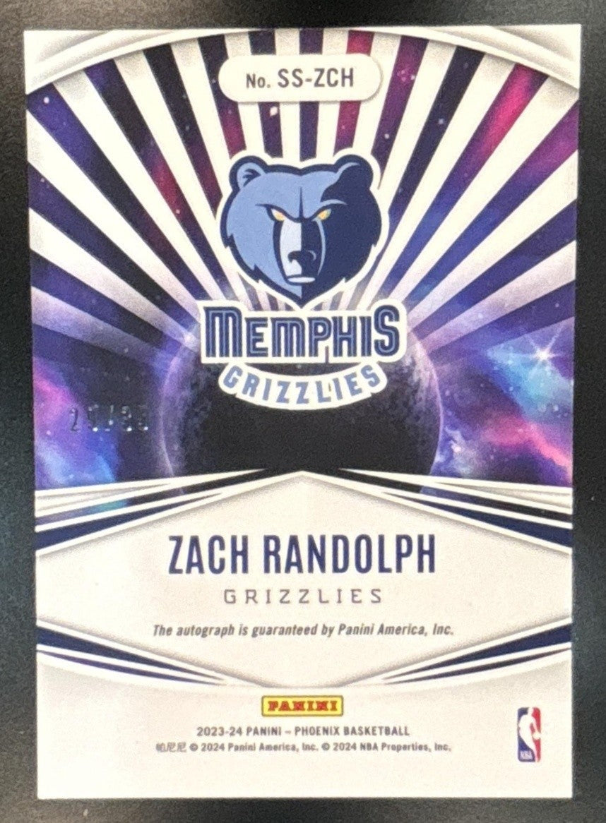 2023-24 Panini Phoenix Zach Randolph Stellar Signatures Yellow /35 Auto Grizzlie - Sports Cards